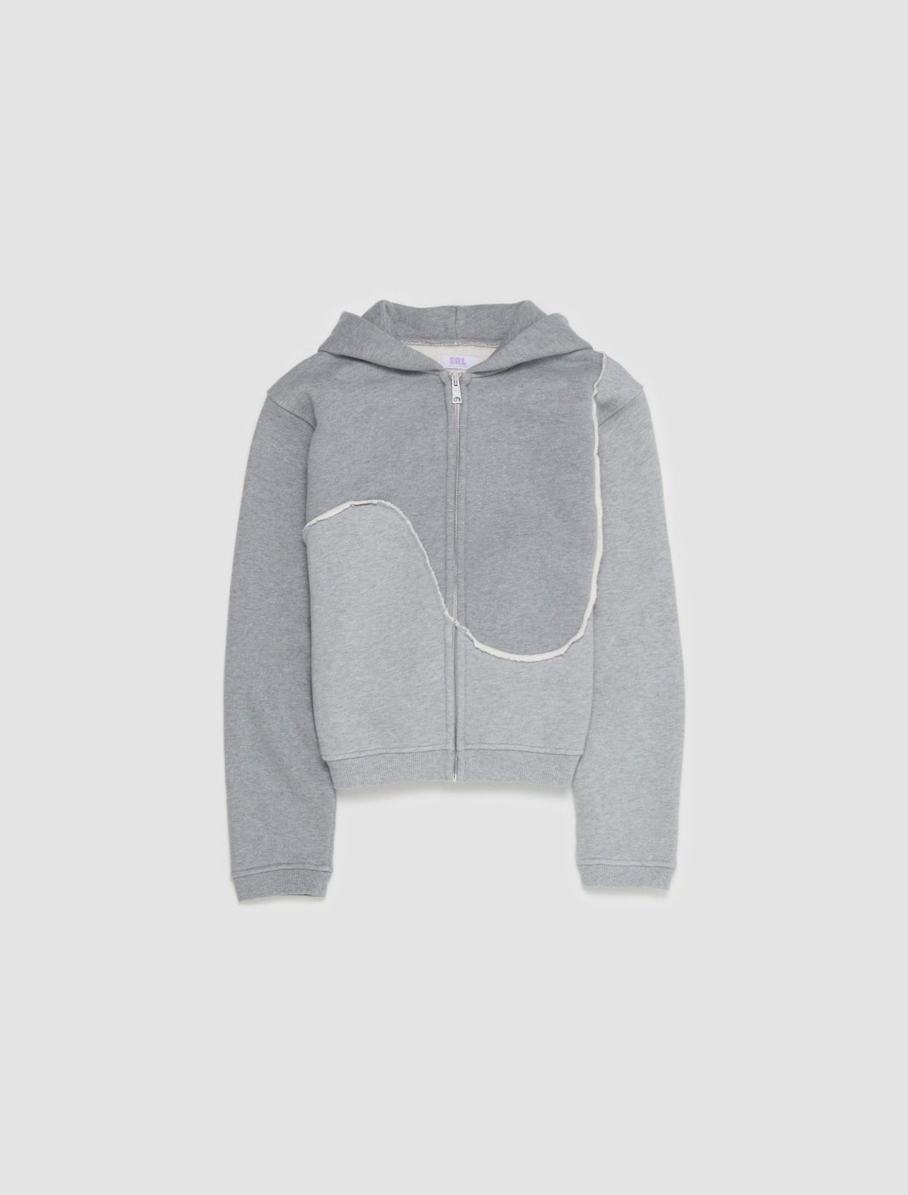 Swirl Zipped Knit Hoodie in Grey