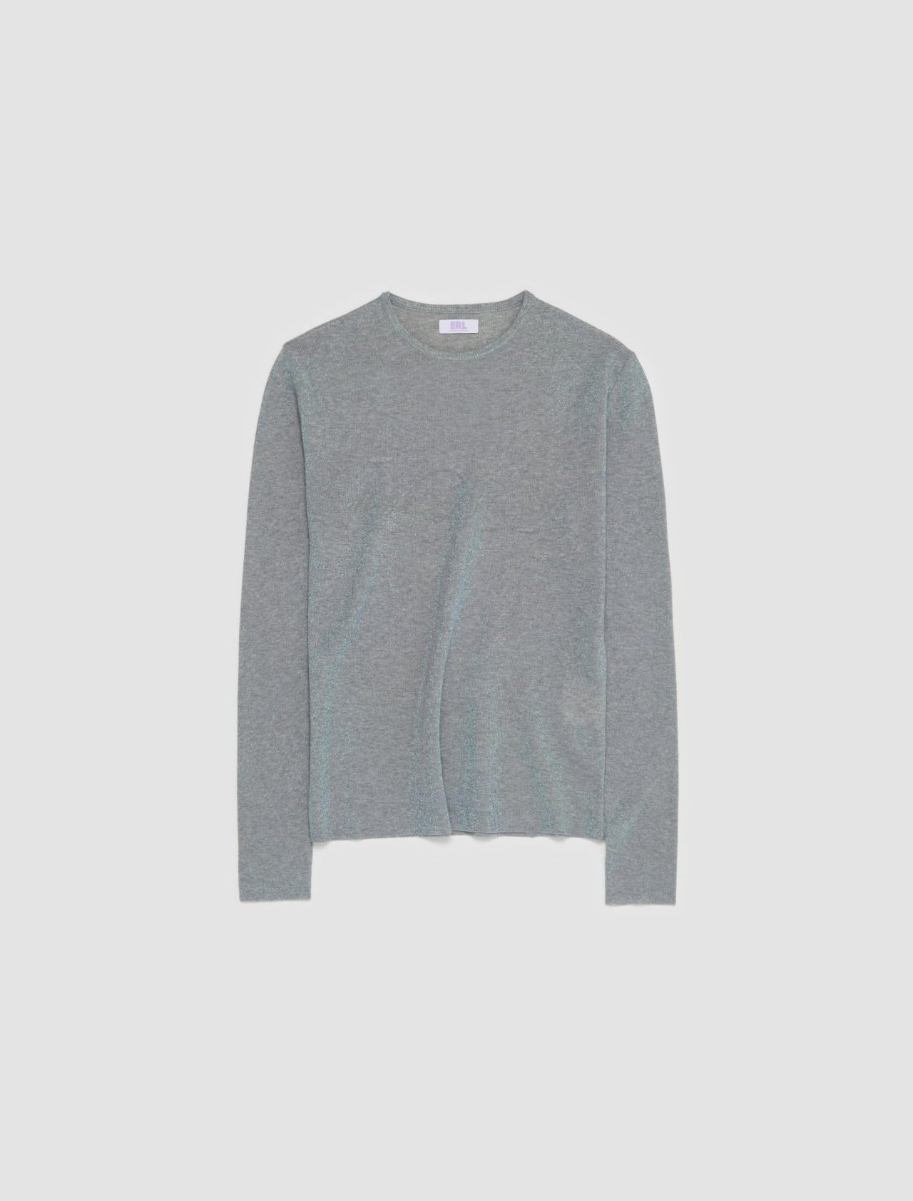 Tight Long Sleeve Shirt with Lurex Knit in Iridescent Grey