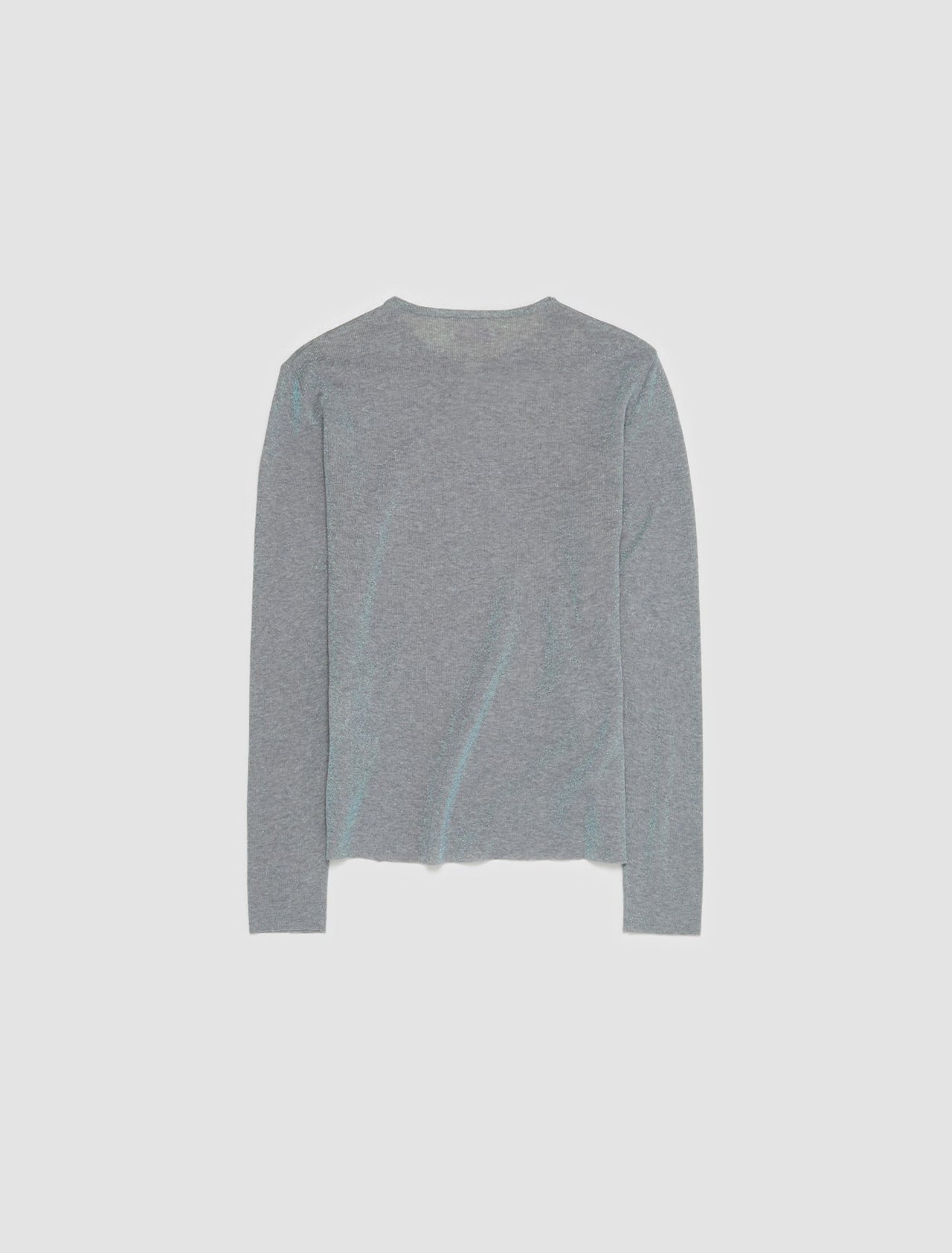 Tight Long Sleeve Shirt with Lurex Knit in Iridescent Grey