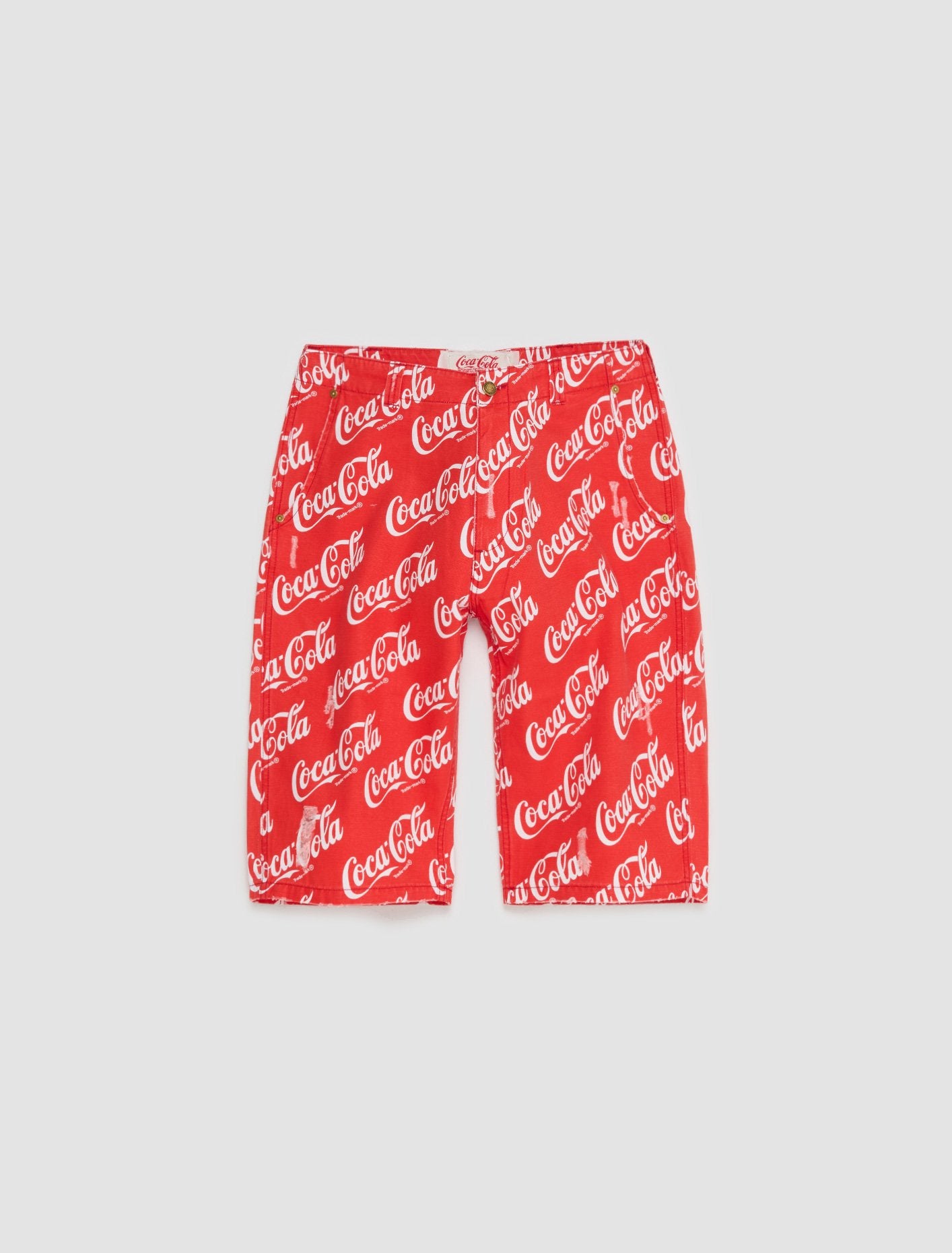 Woven Printed Canvas Shorts in Coca Cola