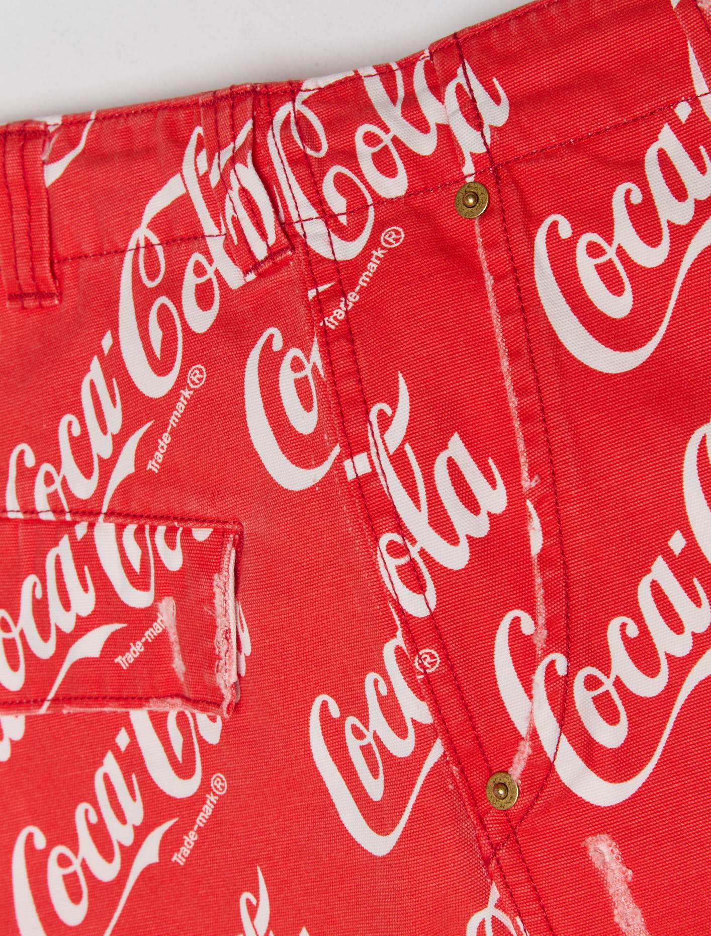 Woven Printed Canvas Shorts in Coca Cola