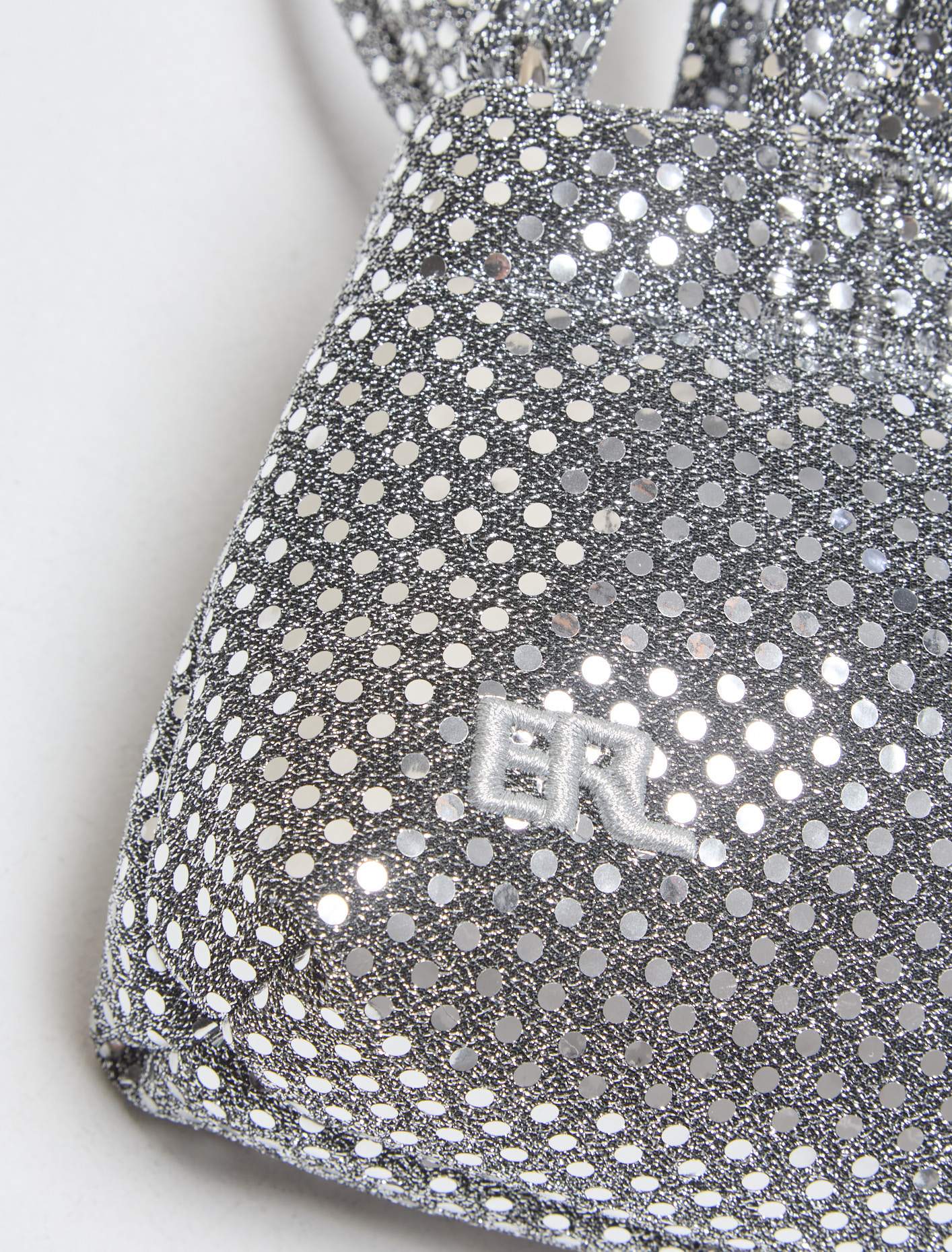 Mini Woven Sequins Puffer Bag in Silver