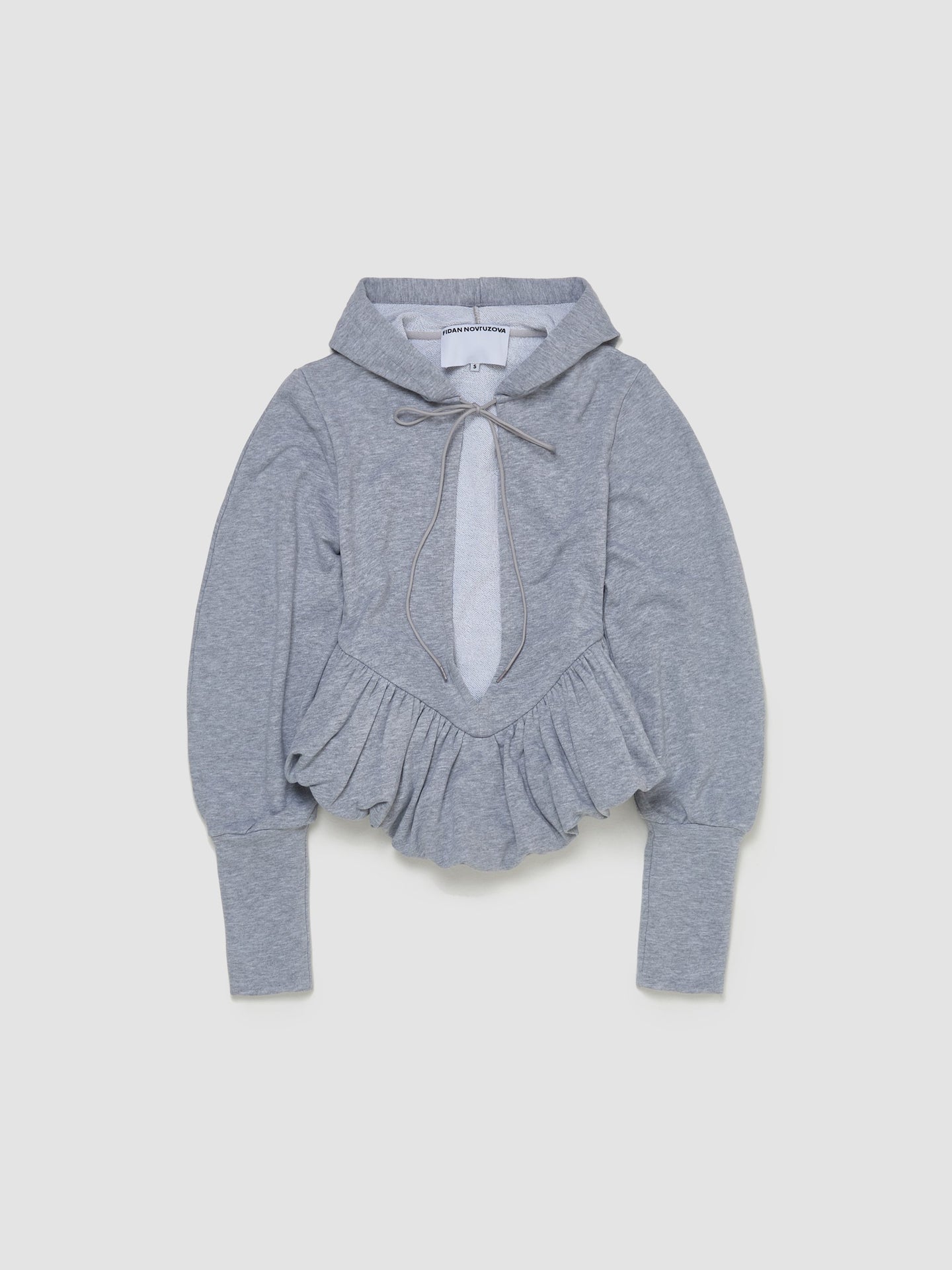 Irina Cut-Out Hoodie in Grey Melange