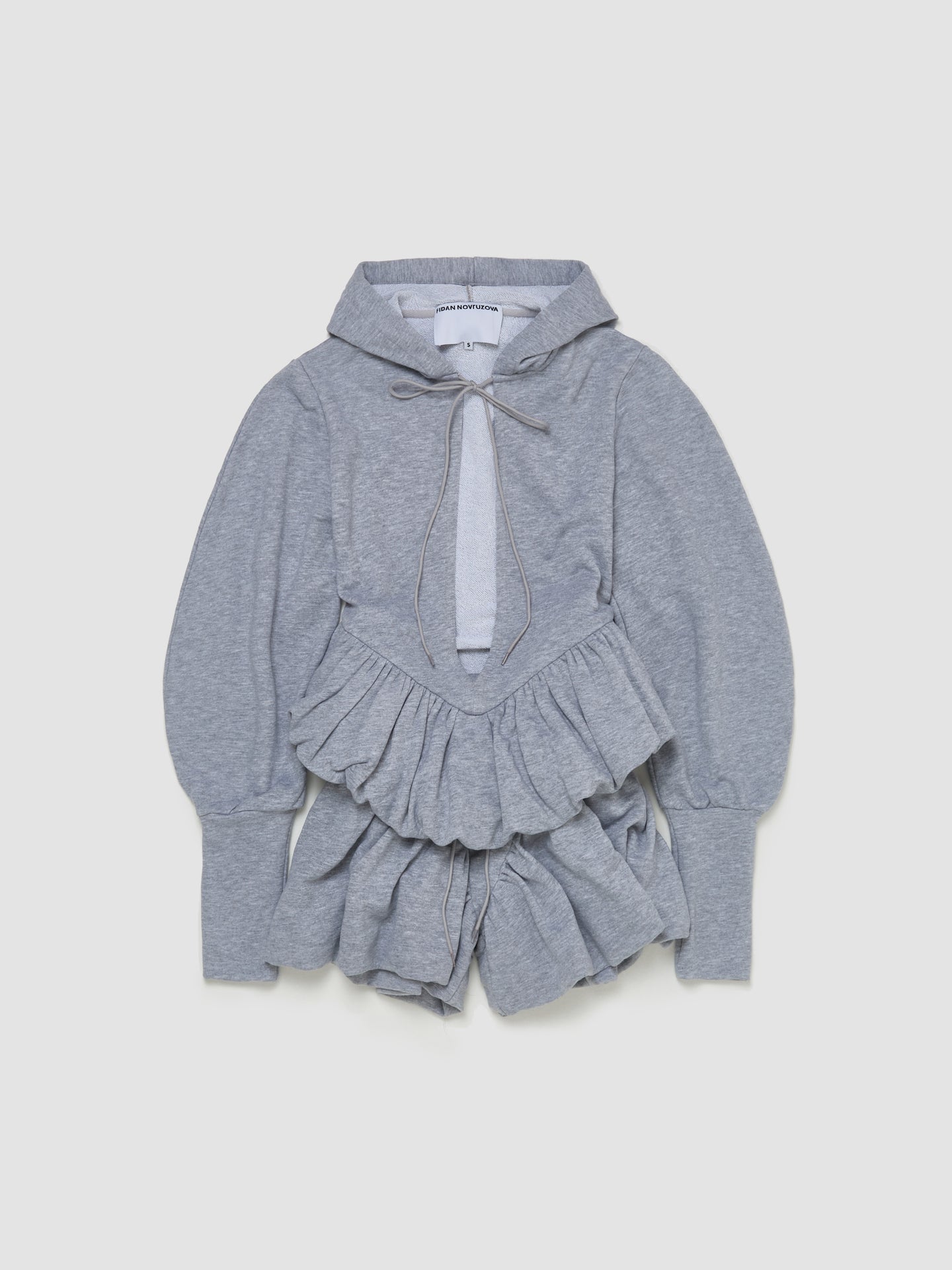 Irina Cut-Out Hoodie in Grey Melange