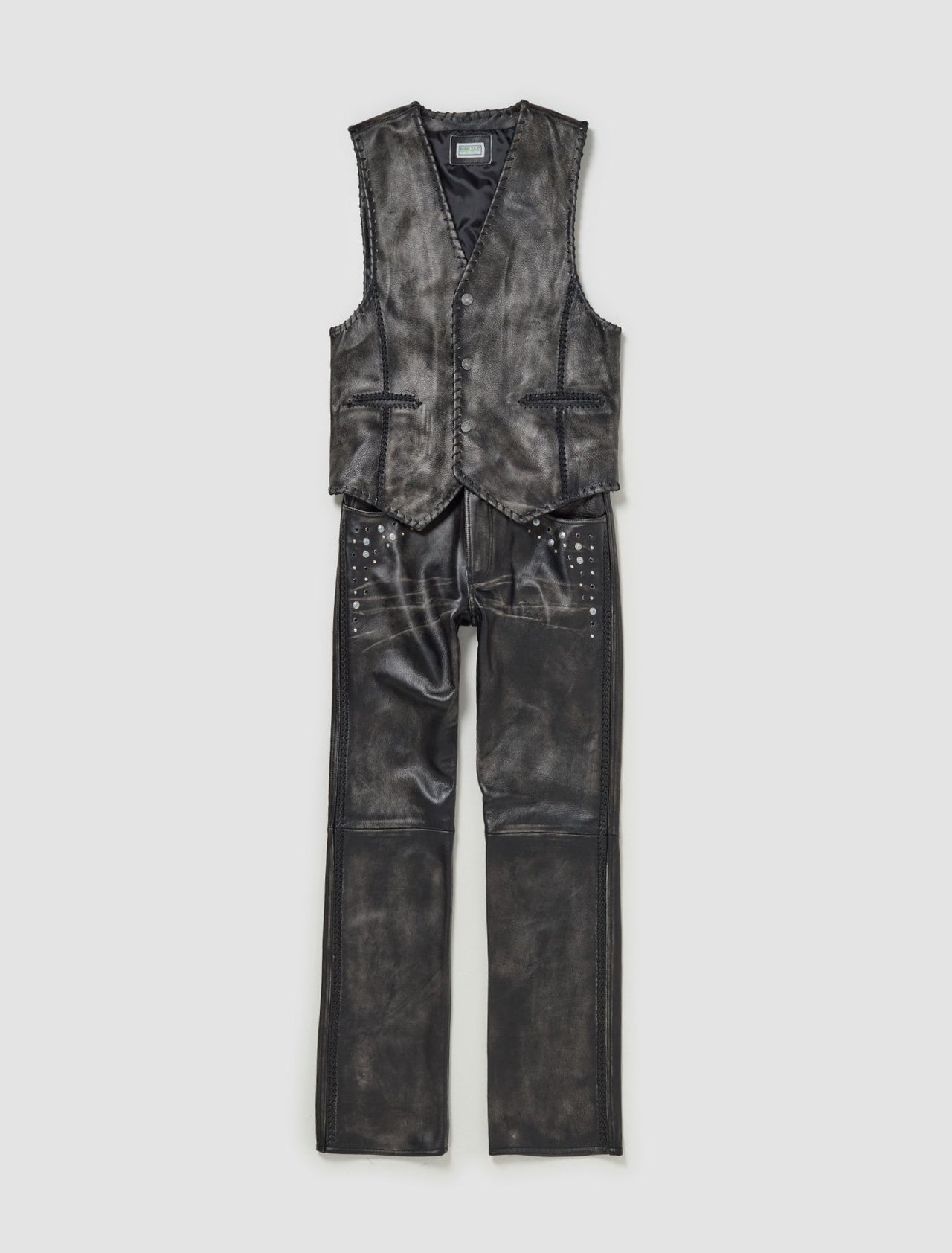 Leather Flare Pants in Jet Black