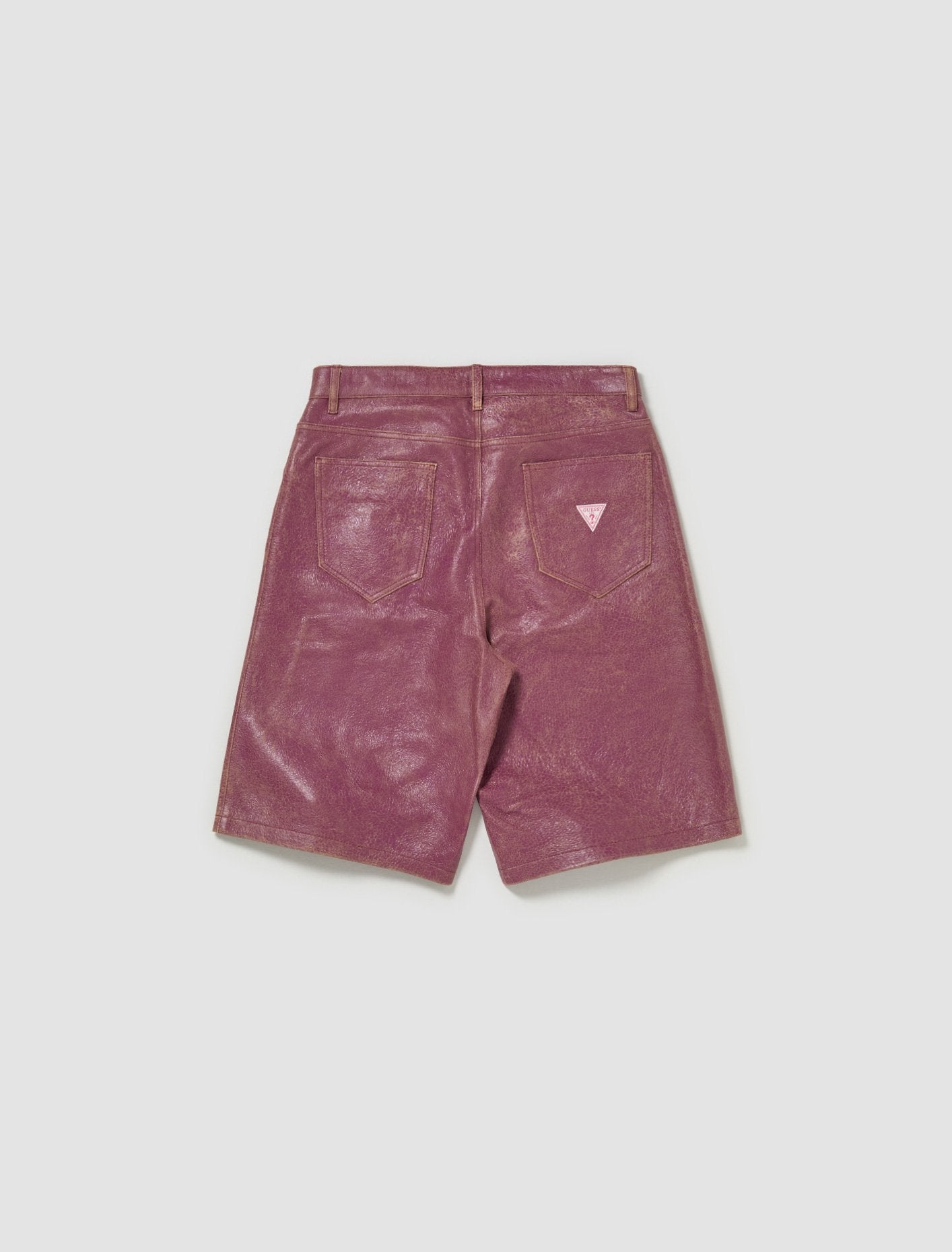 Crackle Leather Shorts in Distressed Damson