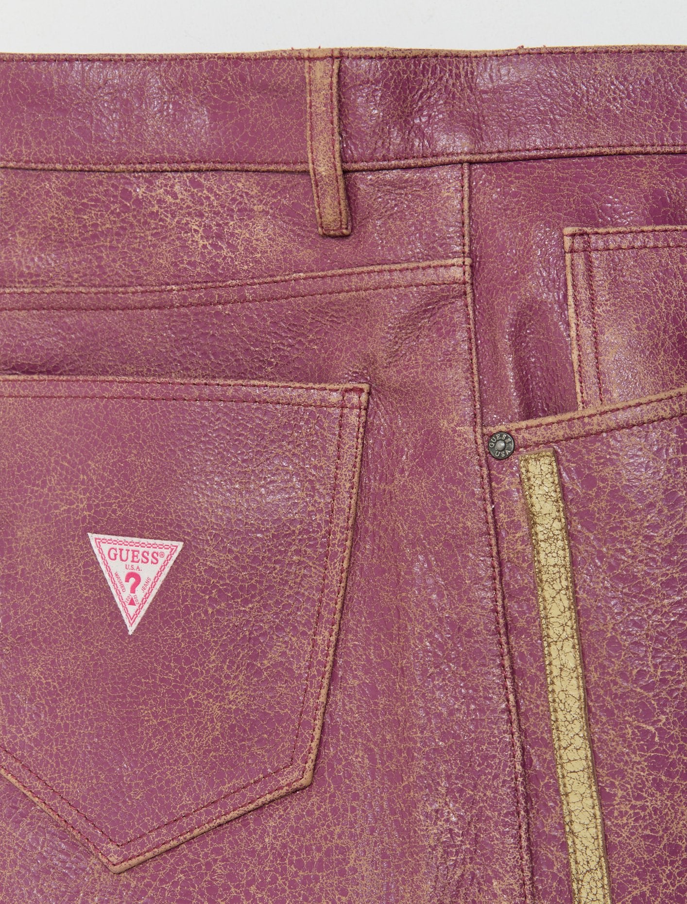 Crackle Leather Shorts in Distressed Damson