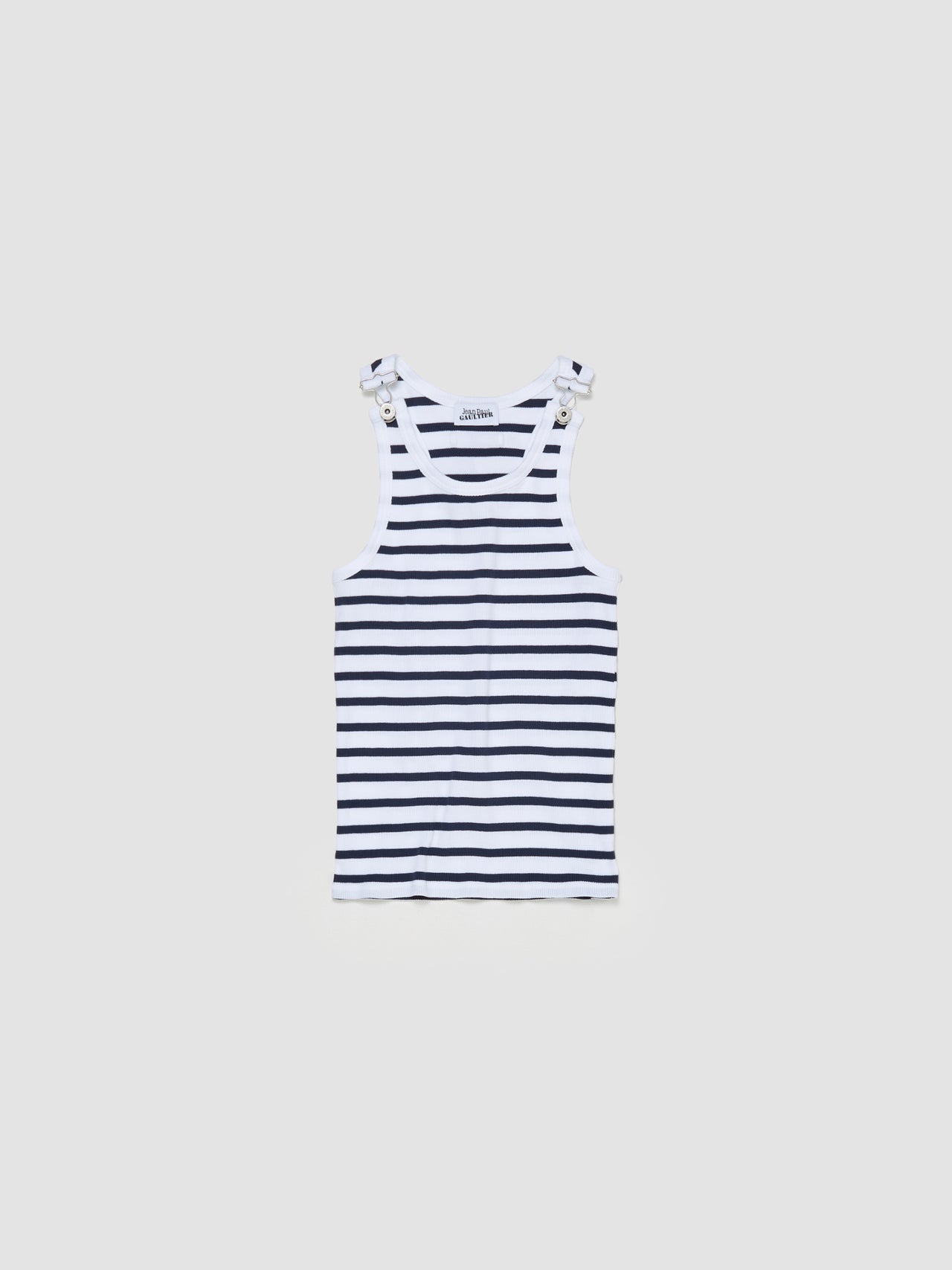 Ribbed Mariniere Tank Top in White & Navy