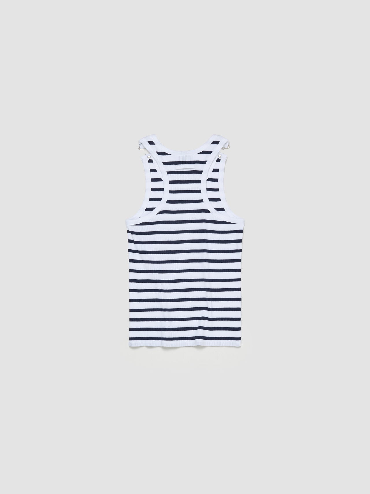 Ribbed Mariniere Tank Top in White & Navy