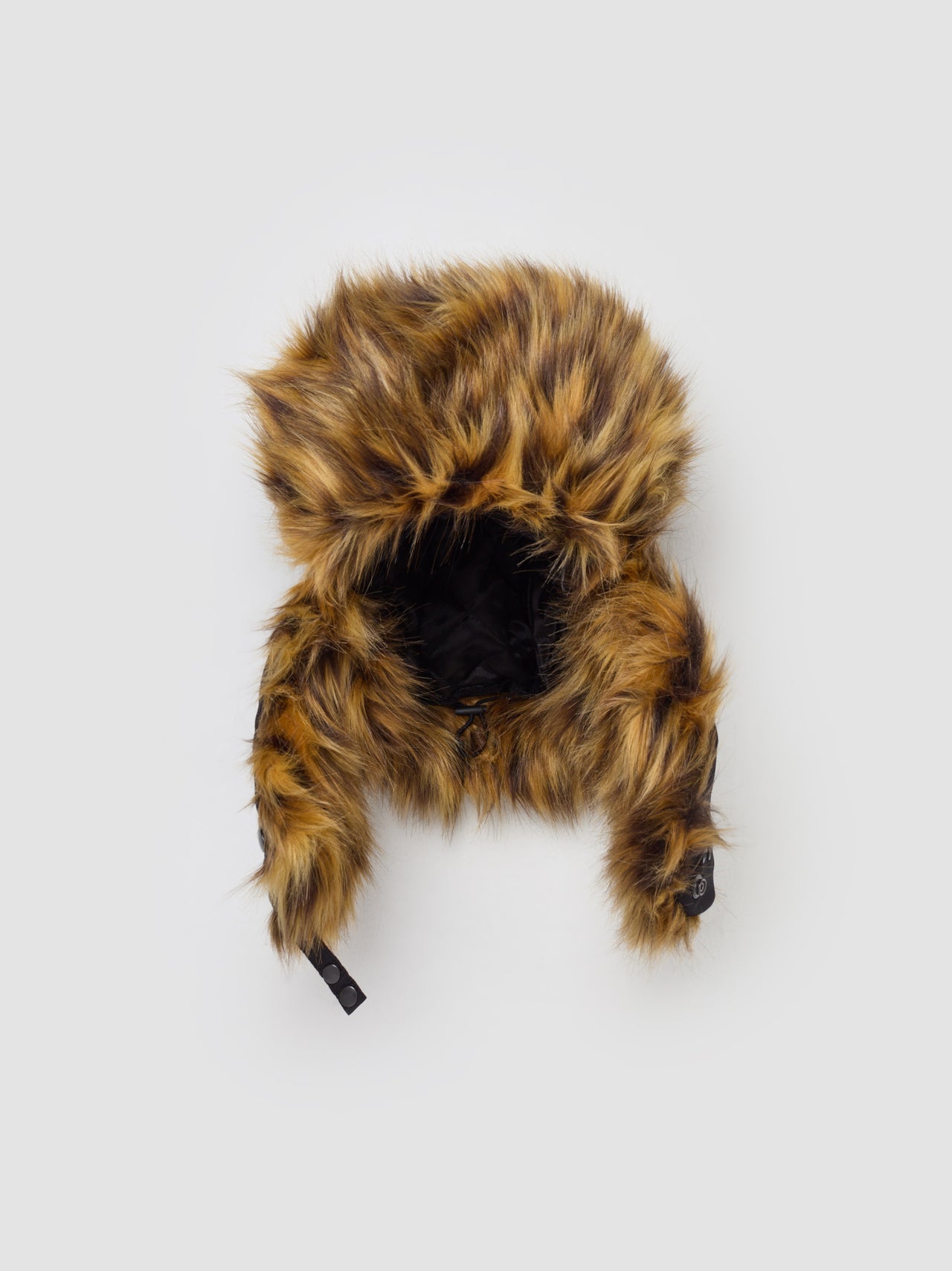 Chapka Hat with Leopard Faux Fur in Black