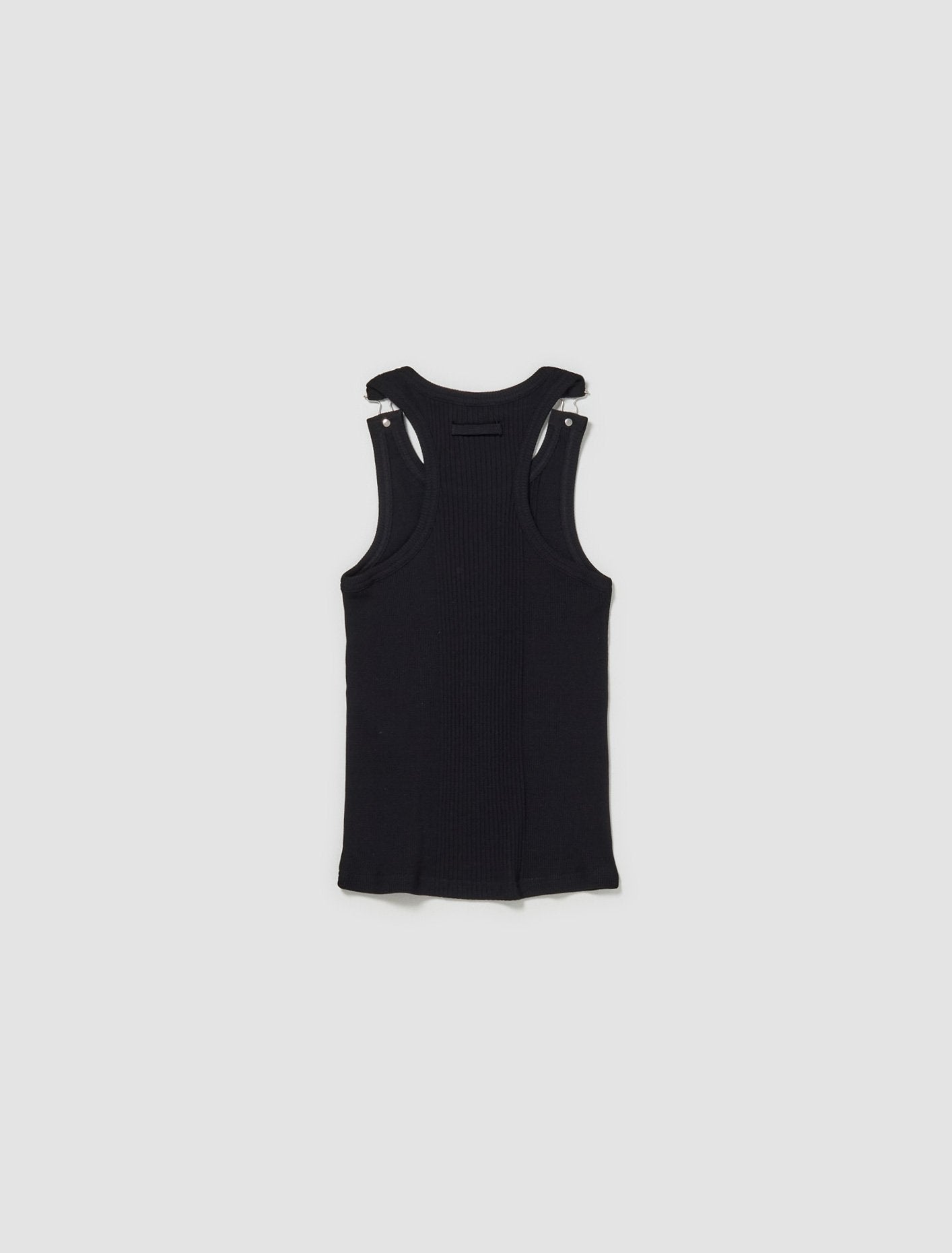 Ribbed Tank Top With Overall Buckles in Black