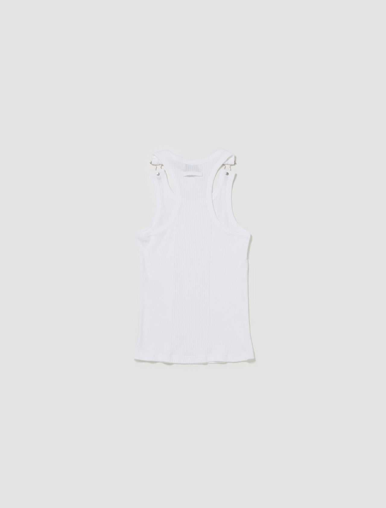 Ribbed Tank Top With Overall Buckles in White