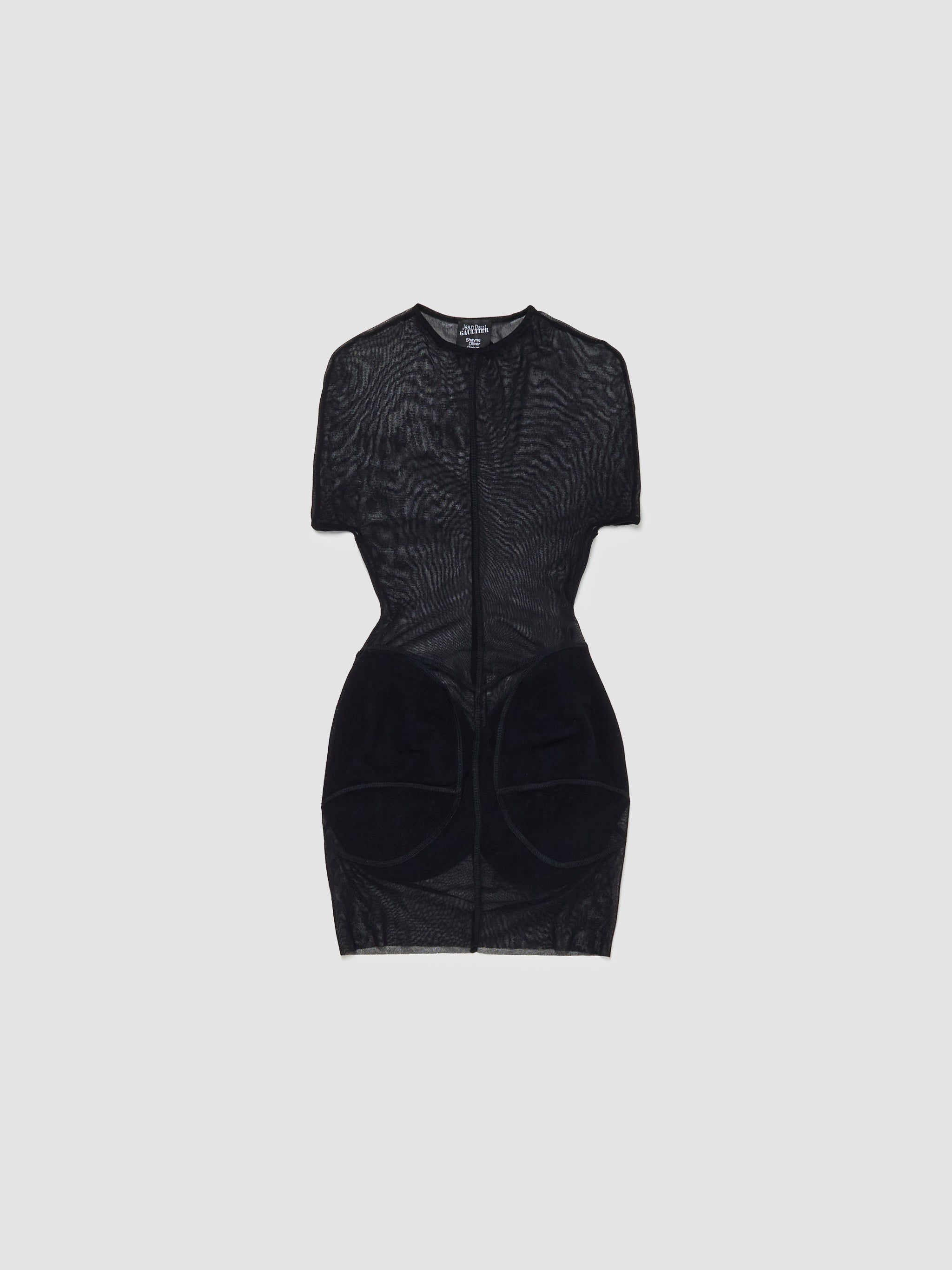 Jean Paul Gaultier - x Shayne Oliver Mesh Short Dress in Black - F-RO215-T001-00 Voo Store Jean Paul Gaultier - x Shayne Oliver Mesh Short Dress in Black - F-RO215-T001-00 Voo Store
