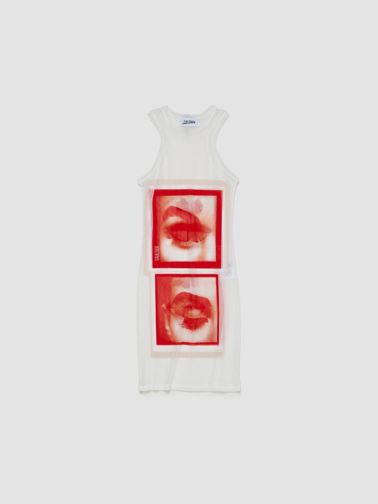 Mesh Tanktop Short Dress in White & Red