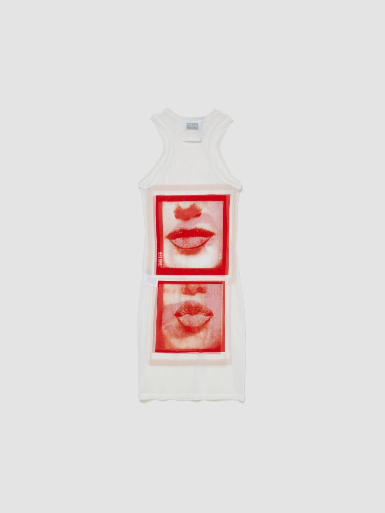 Mesh Tanktop Short Dress in White & Red