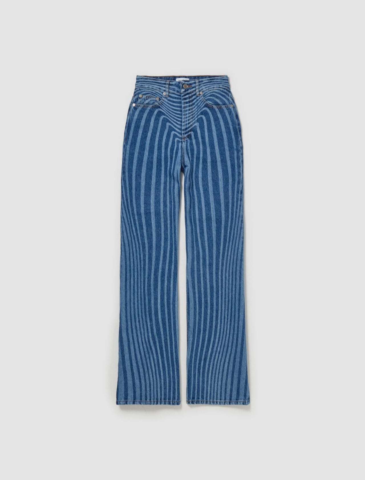 Laser Print Denim Pants in Vintage Blue