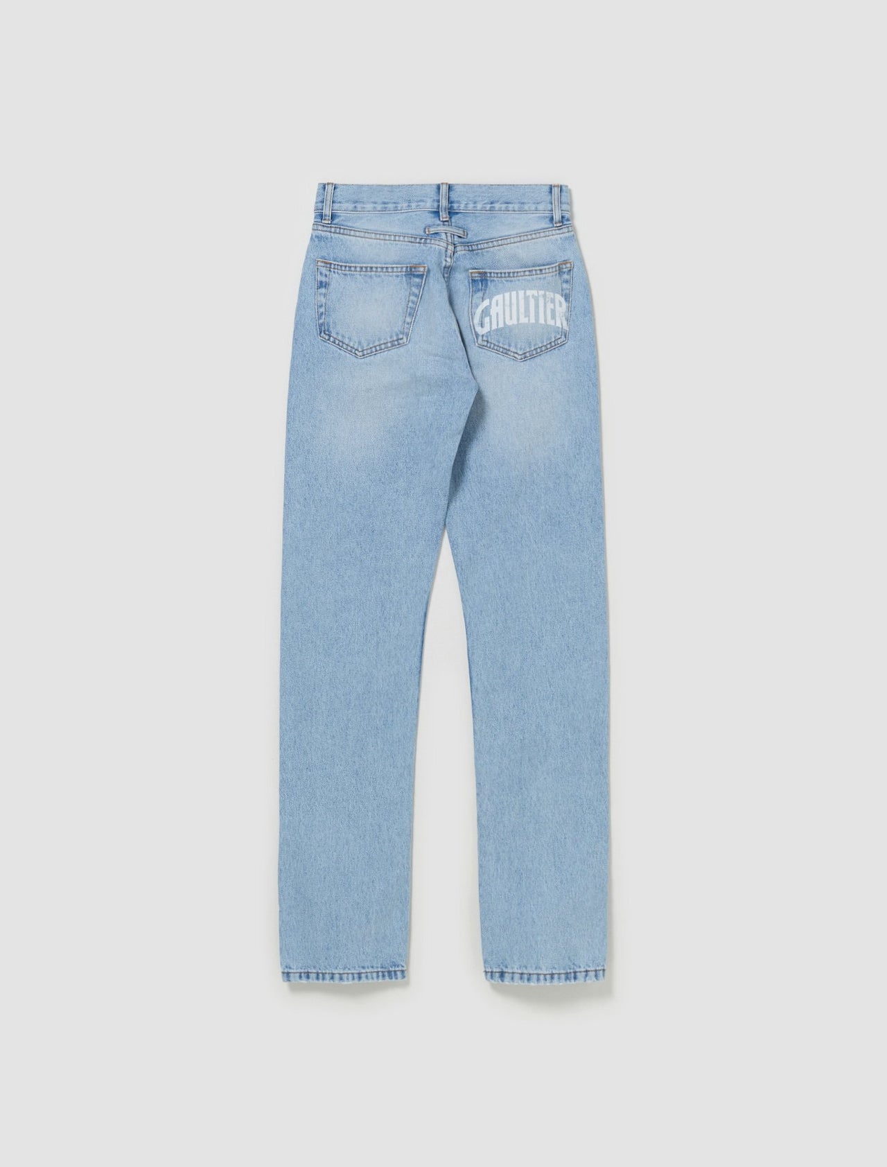 Screen Printed Logo Denim Pants in Light Blue