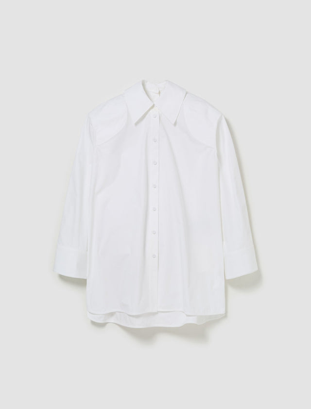 Oversized Shirt with Double Collar in Optic White