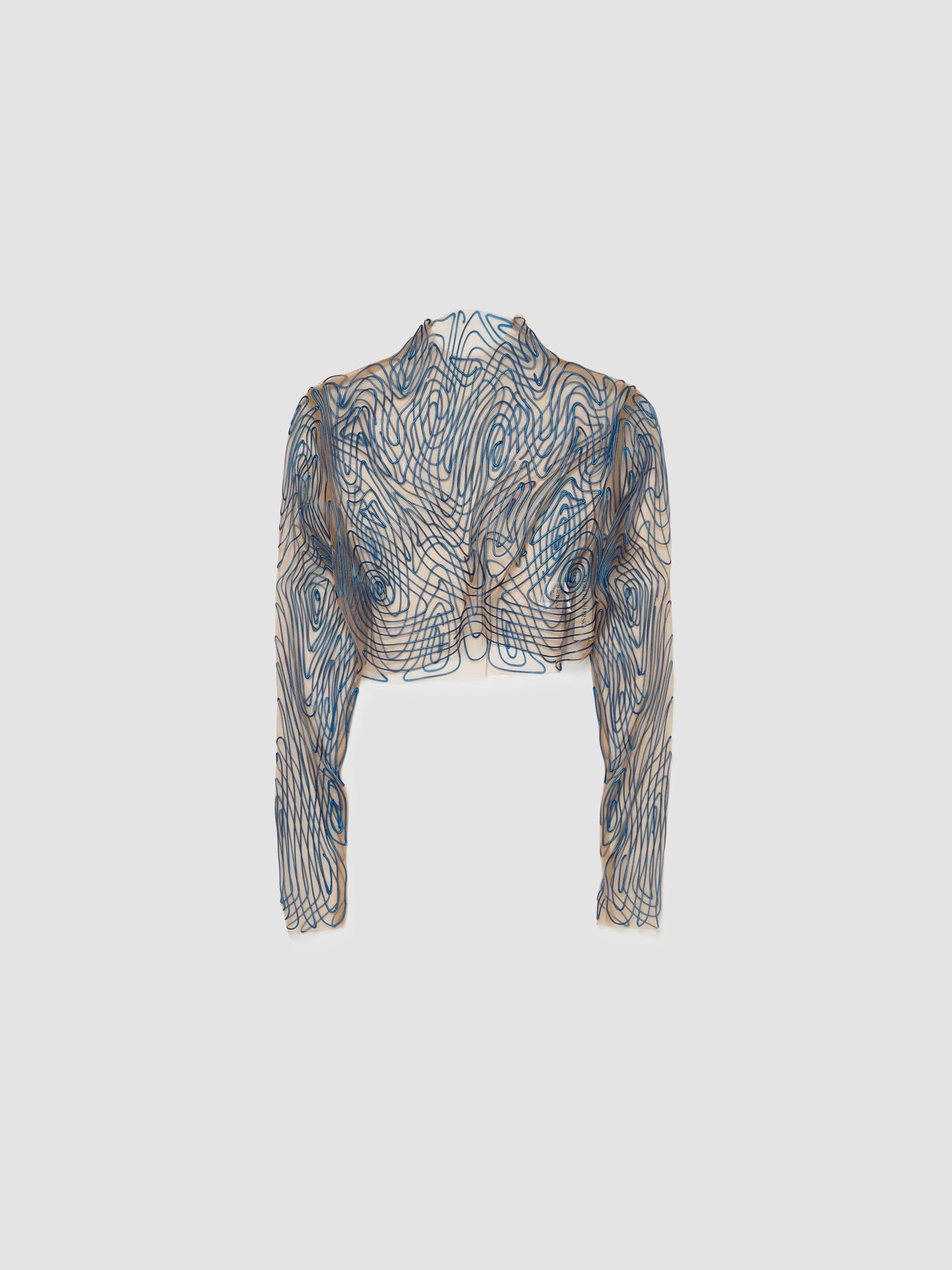 Topography Crop Top in Metallic Blue & Beige