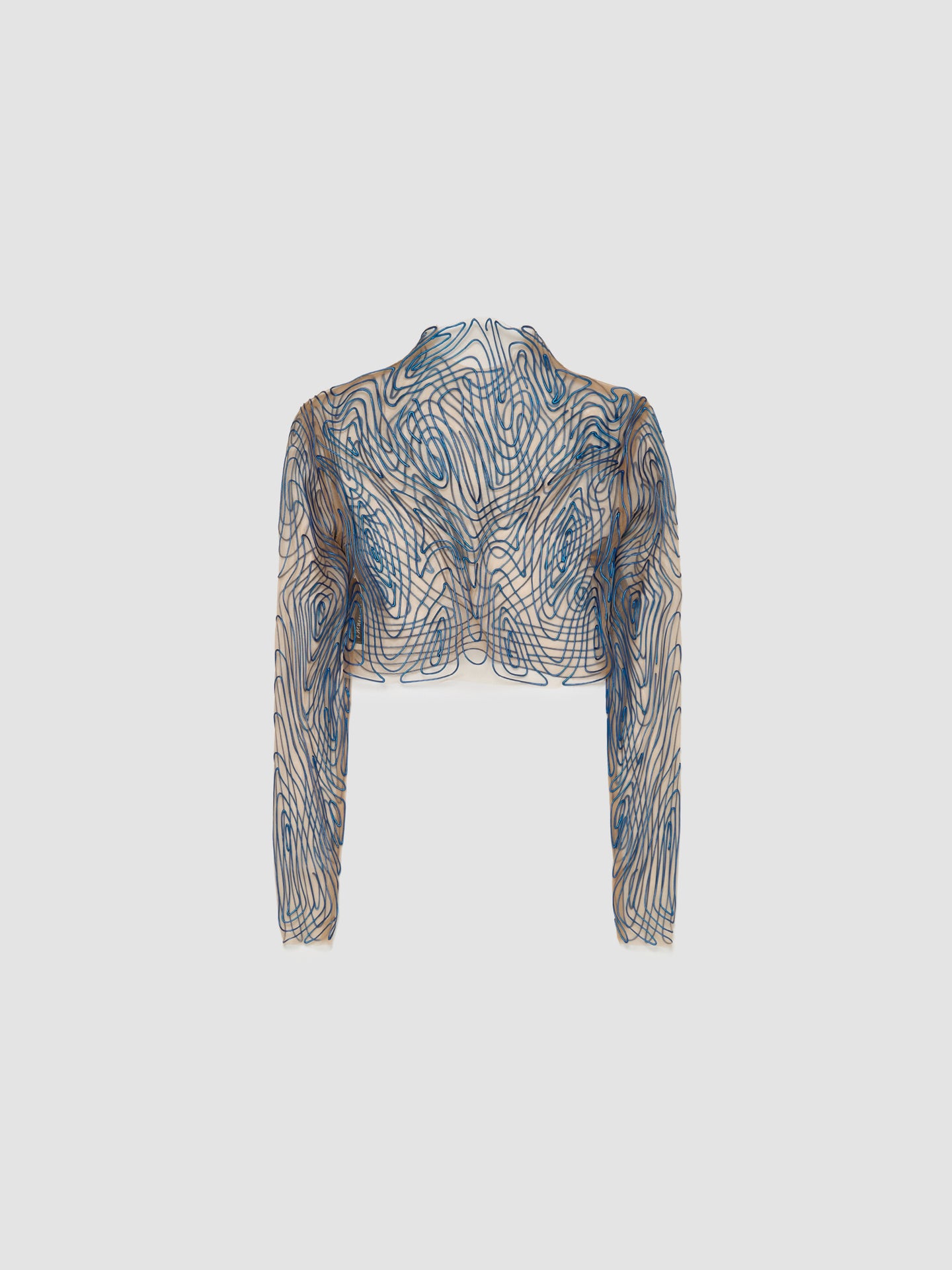 Topography Crop Top in Metallic Blue & Beige