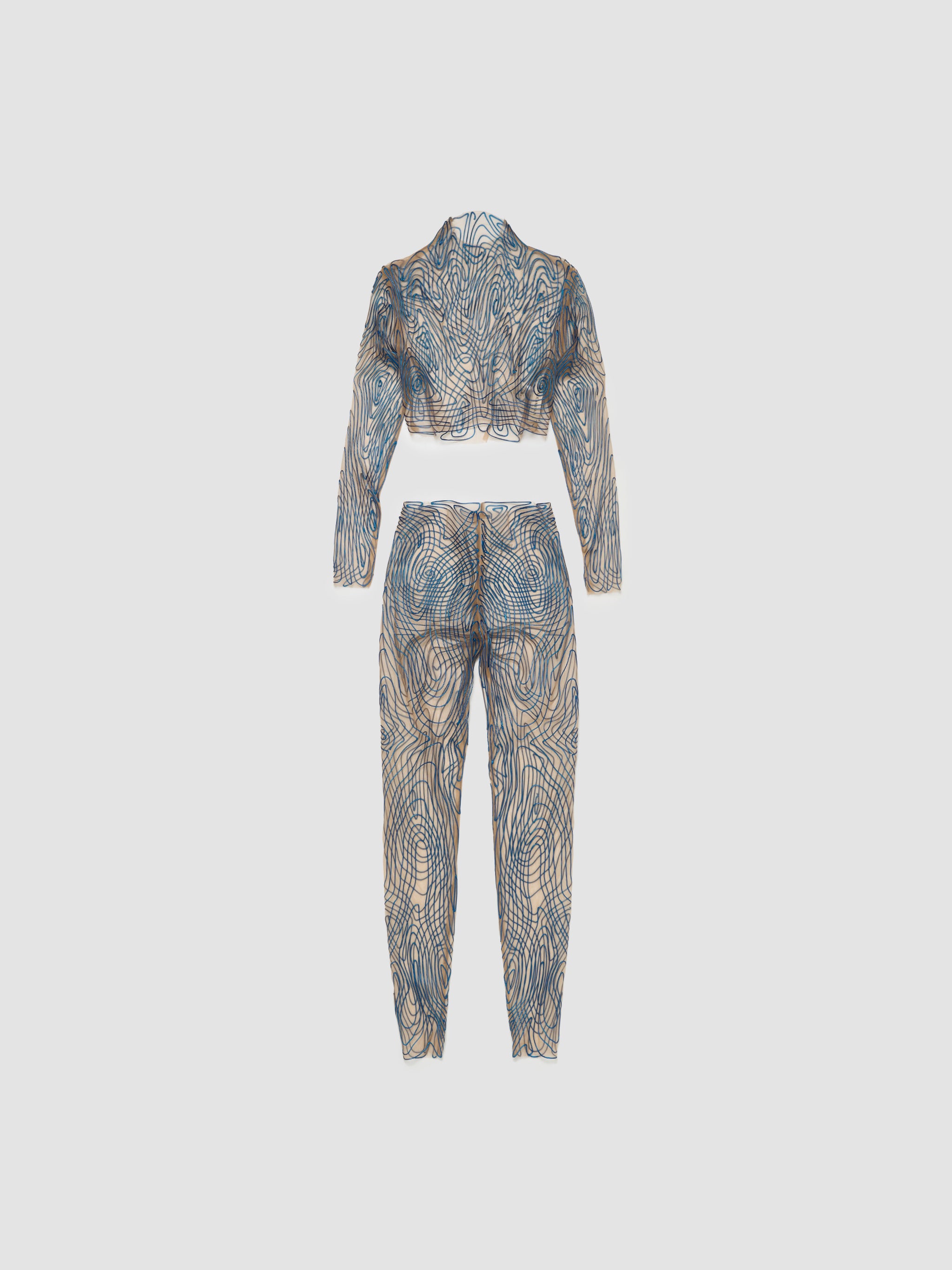 Topography Leggings in Metallic Blue & Beige