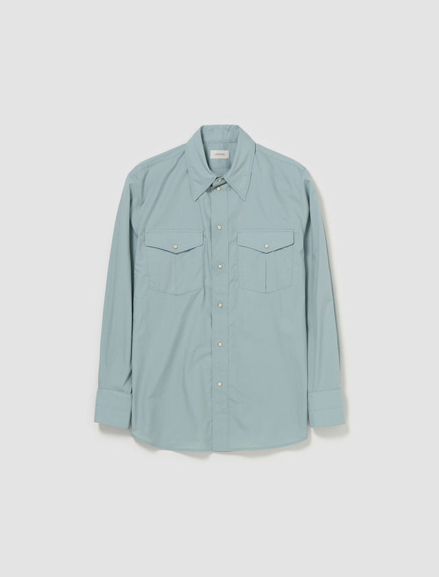 Western Shirt With Snaps in Light Blue