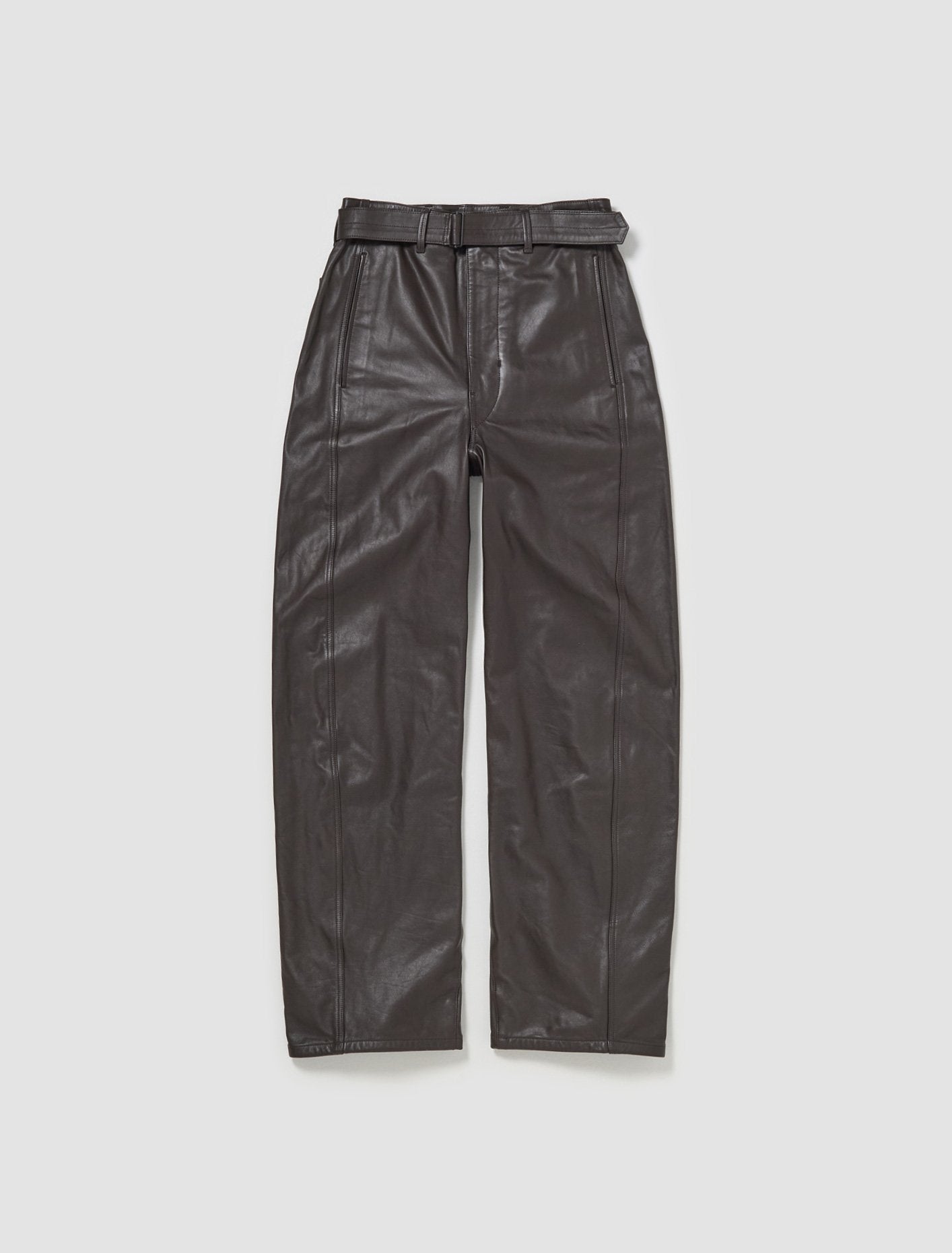 Leather Belted Pants in Dark Brown