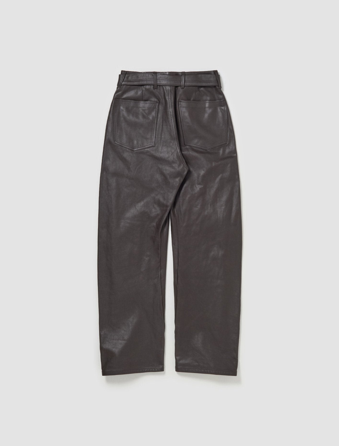 Leather Belted Pants in Dark Brown