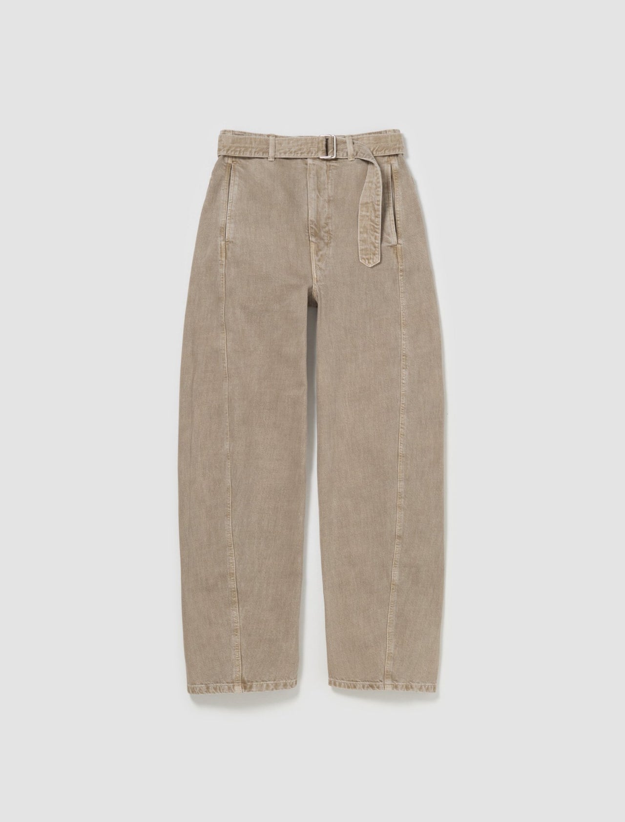 Twisted Belted Pants in Denim Snow Beige