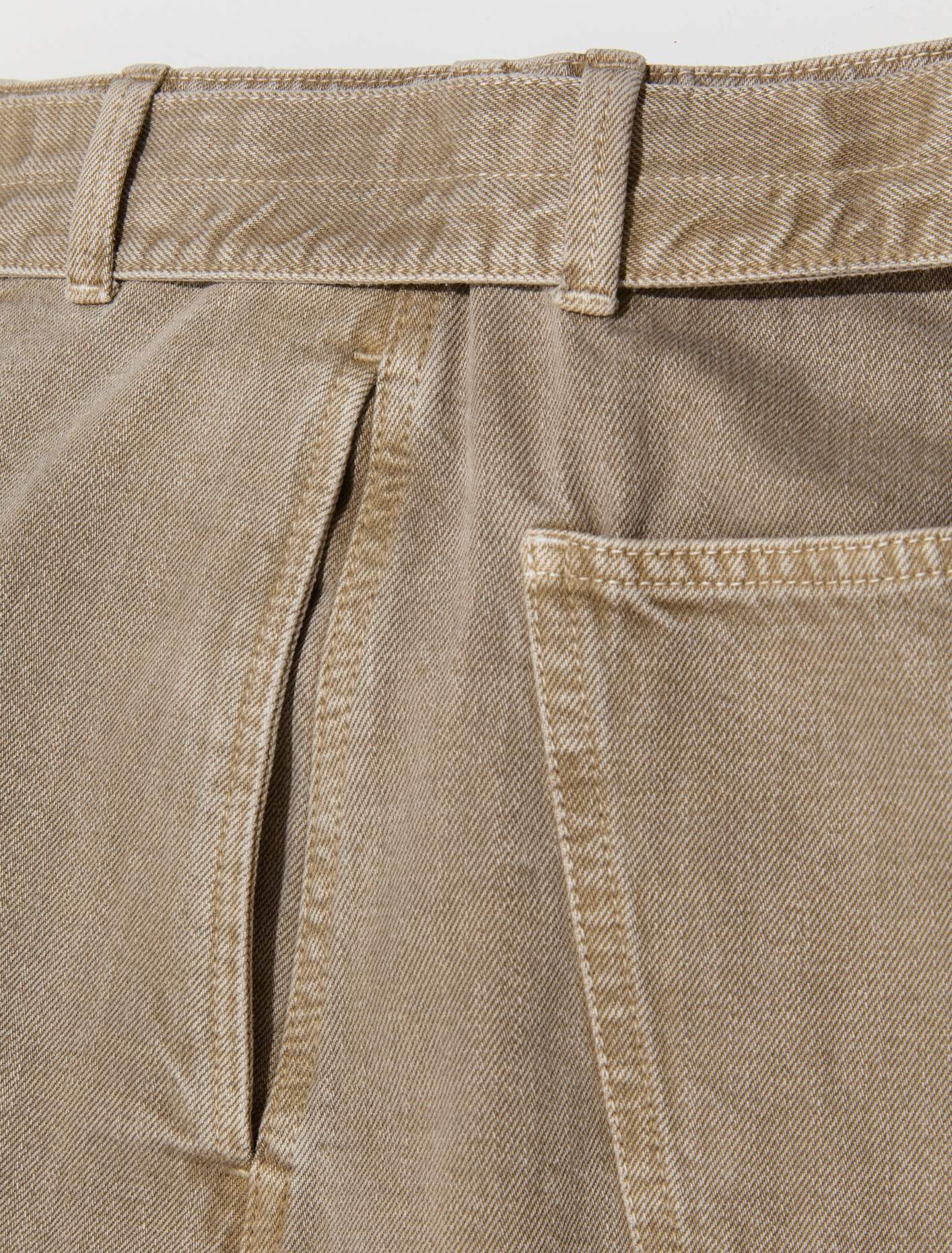 Twisted Belted Pants in Denim Snow Beige