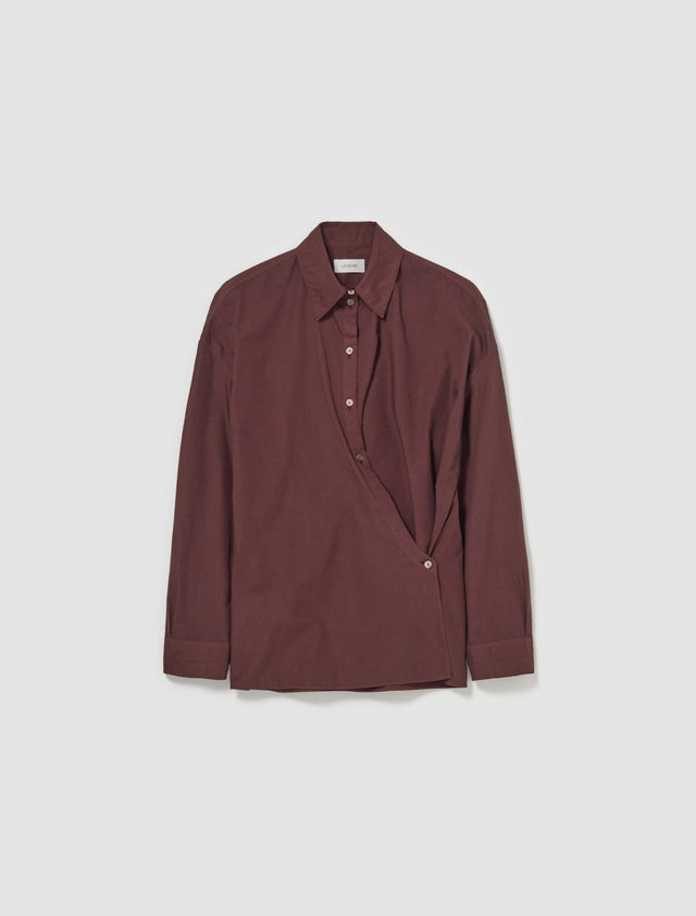Straight Collar Twisted Shirt in Cocoa Bean