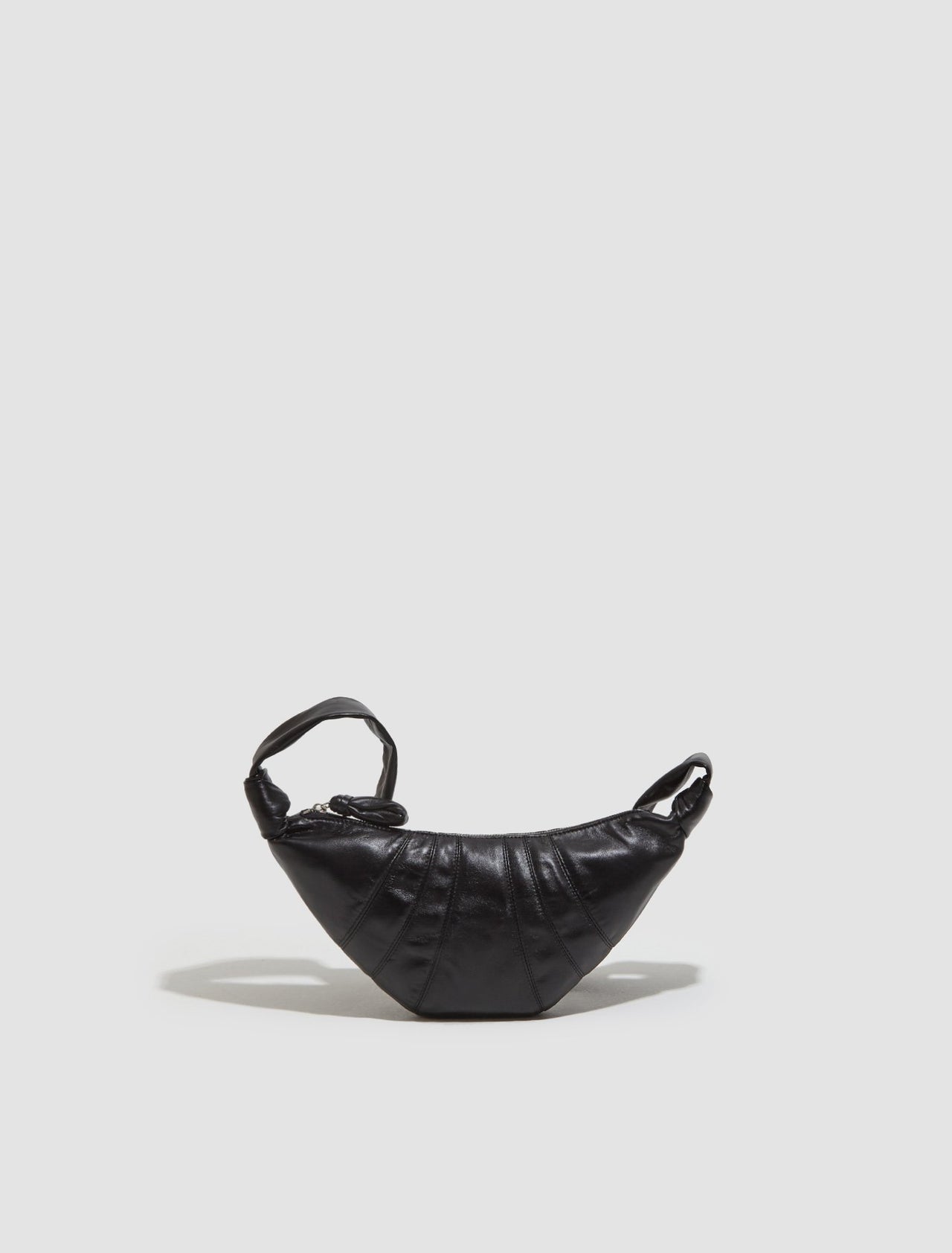 Small Nappa Leather Croissant Bag in Black