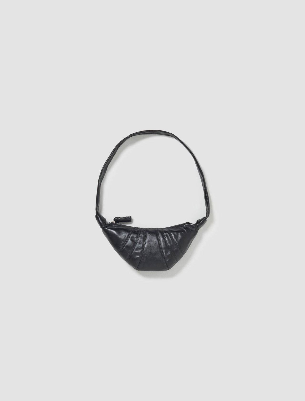 Small Nappa Leather Croissant Bag in Black