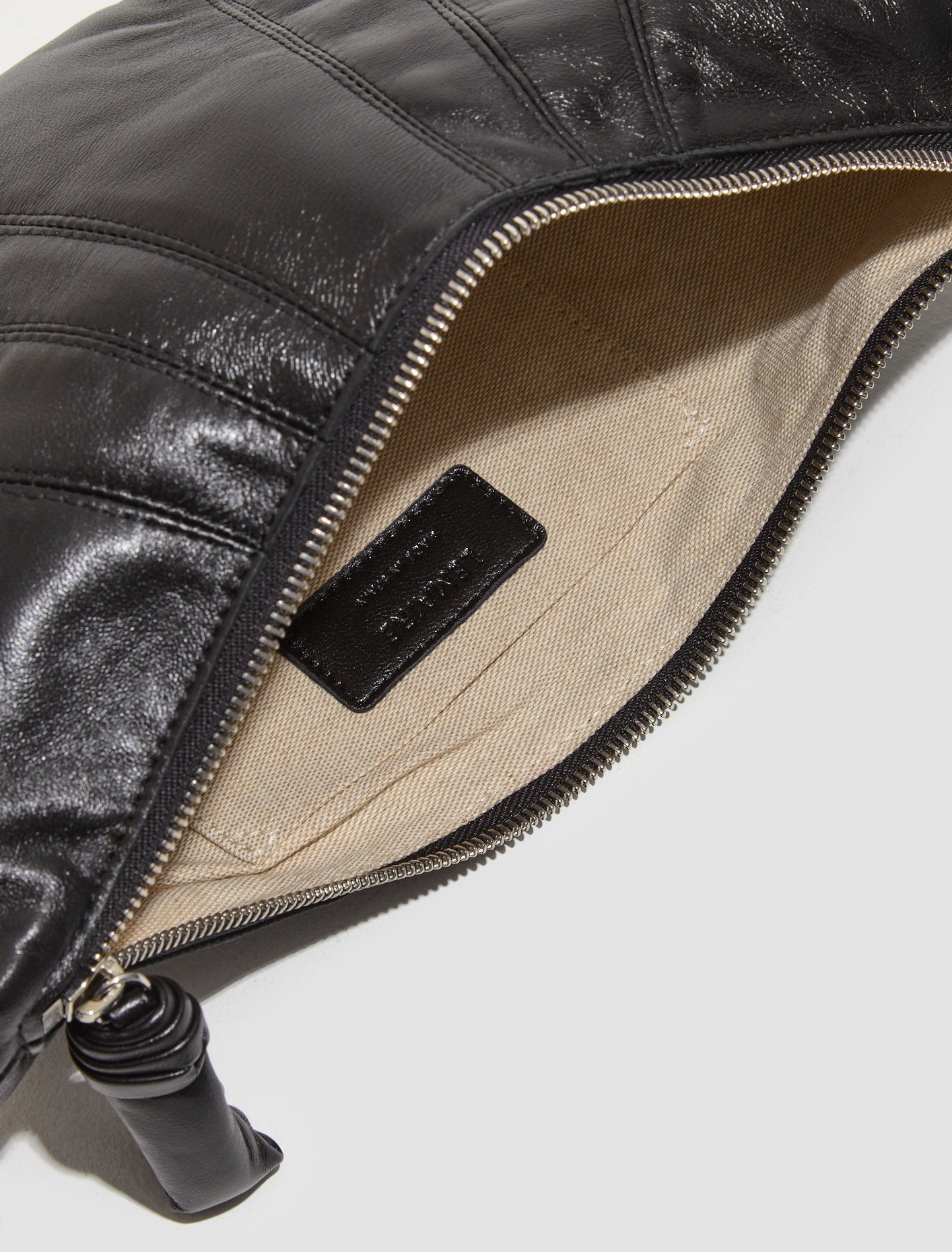 Small Nappa Leather Croissant Bag in Black