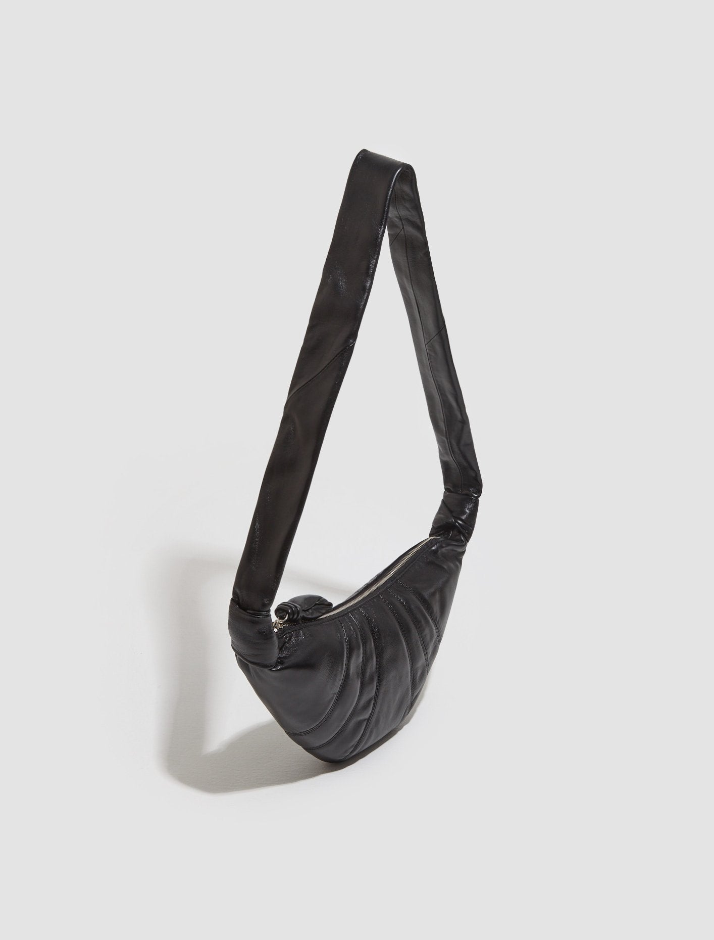 Small Nappa Leather Croissant Bag in Black