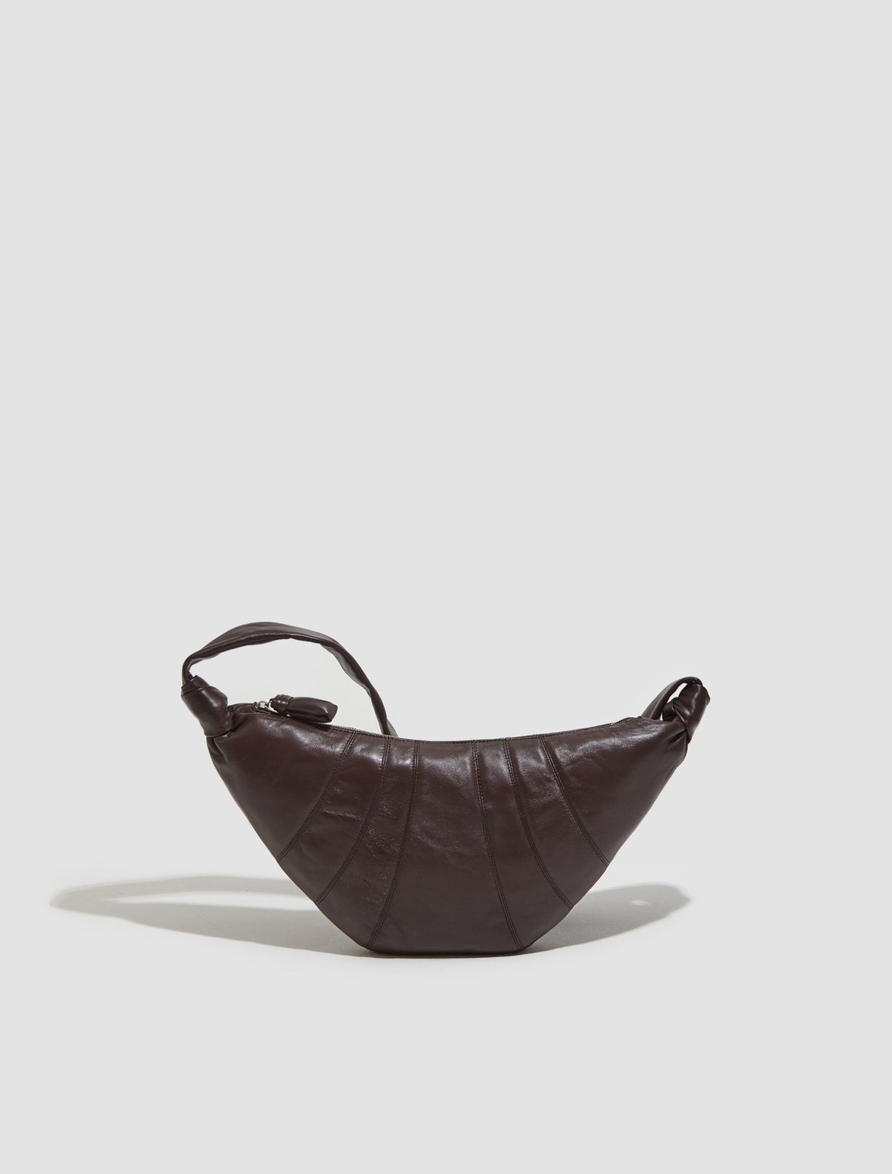 Medium Nappa Leather Croissant Bag in Pecan Brown