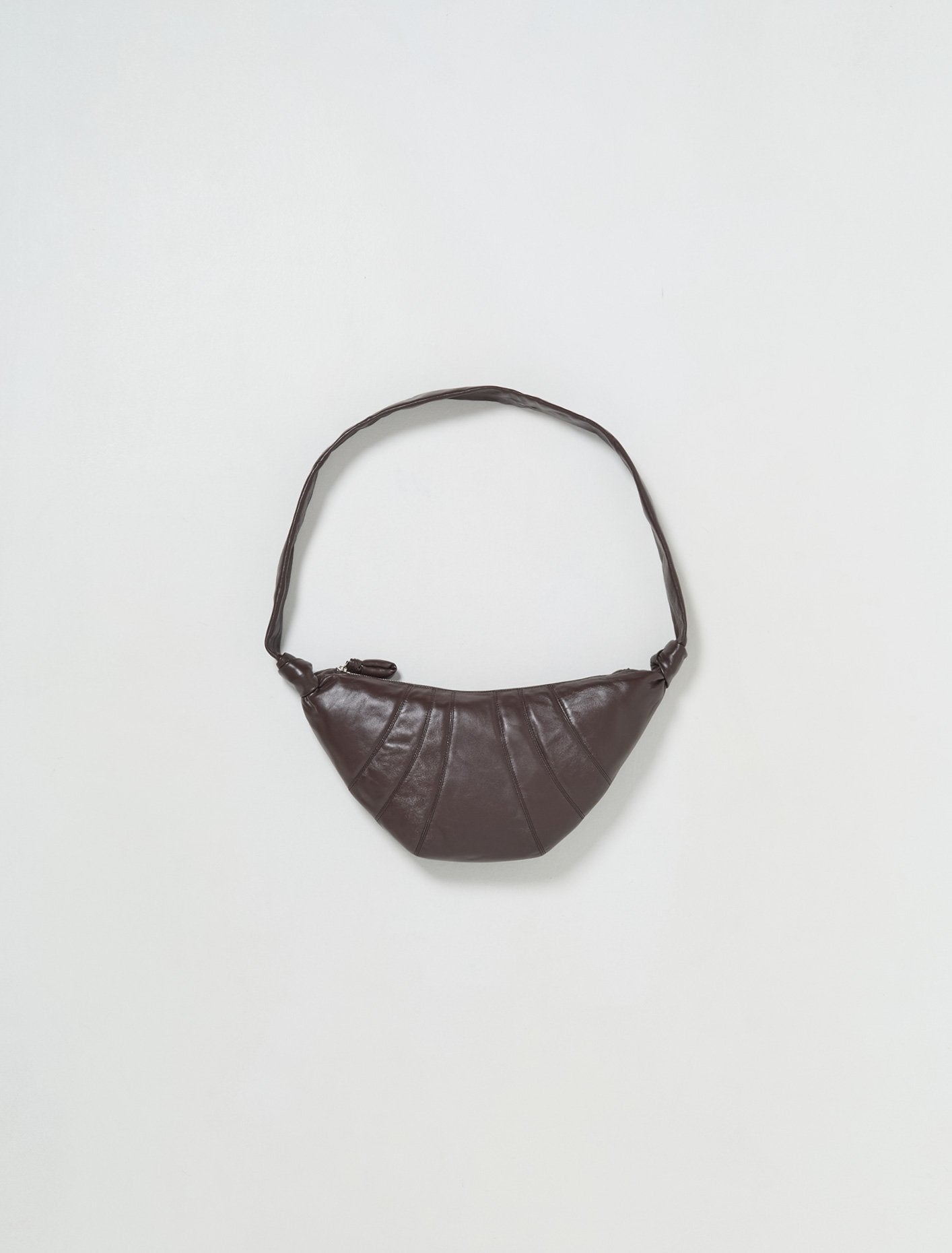 Medium Nappa Leather Croissant Bag in Pecan Brown