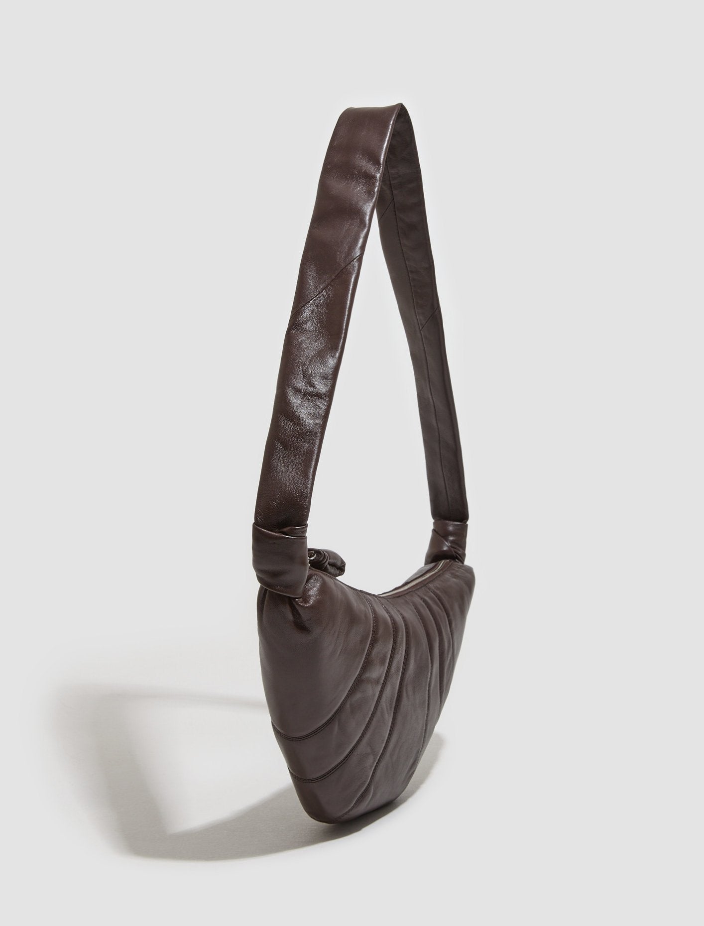 Medium Nappa Leather Croissant Bag in Pecan Brown