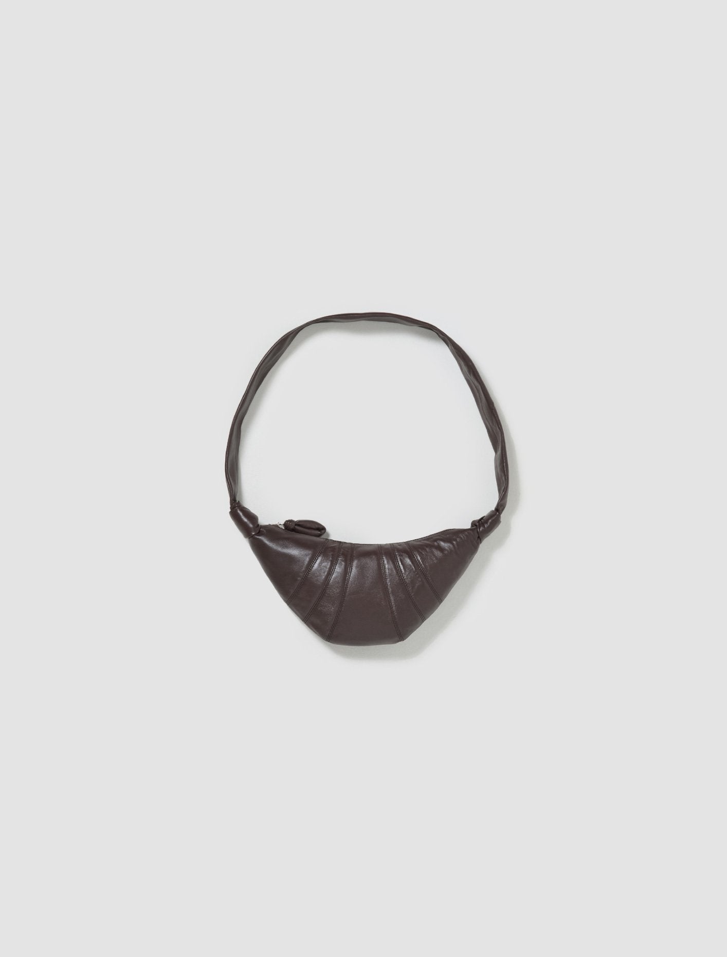 Small Nappa Leather Croissant Bag in Pecan Brown