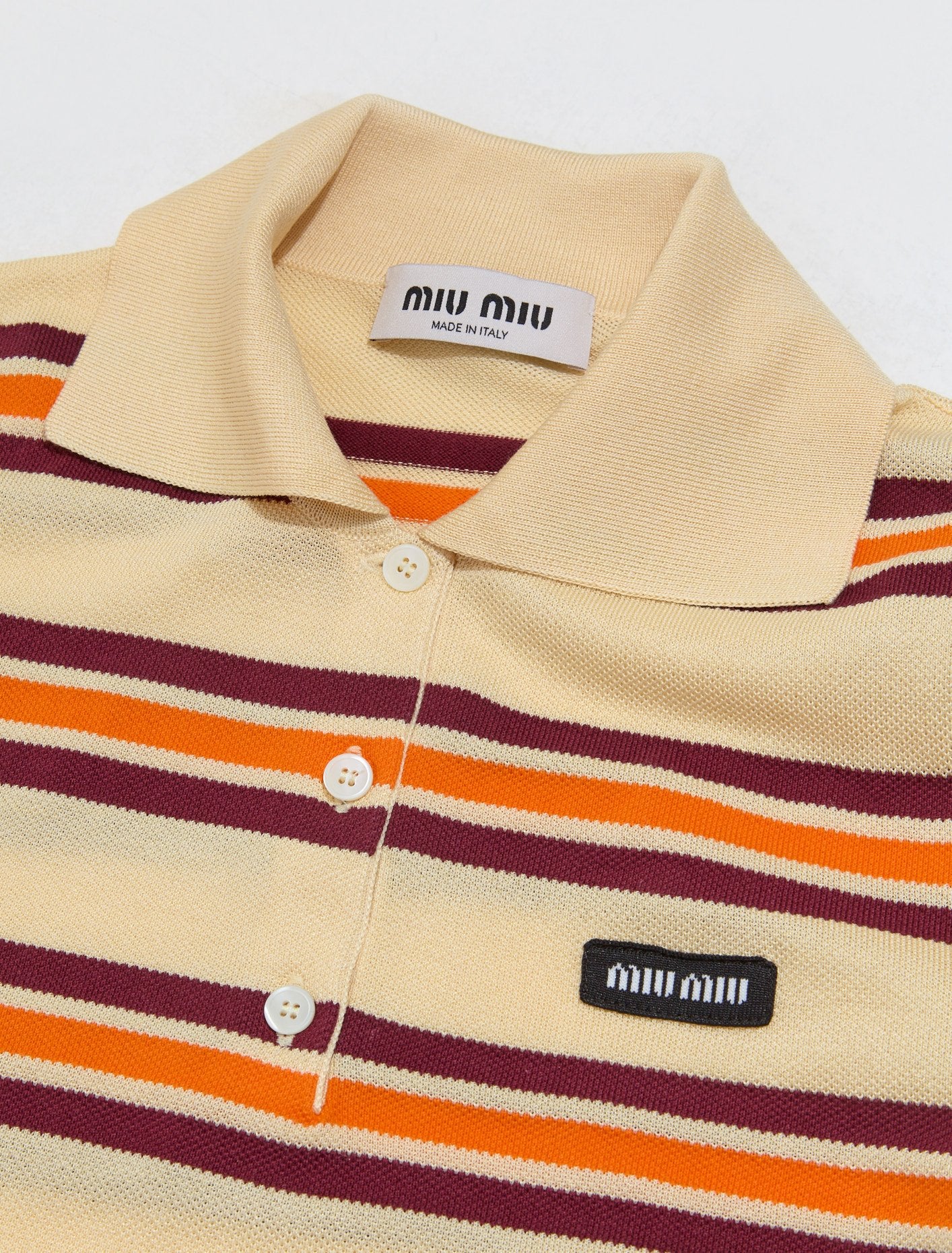 Striped Silk-Cotton Polo Shirt in Cream