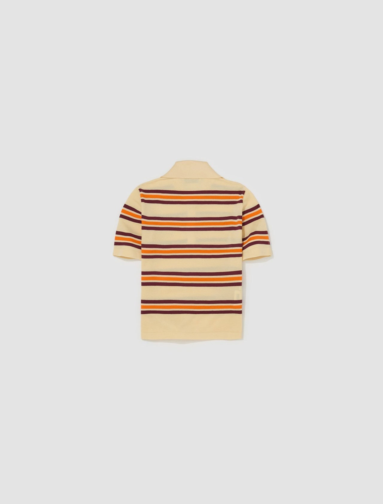 Striped Silk-Cotton Polo Shirt in Cream