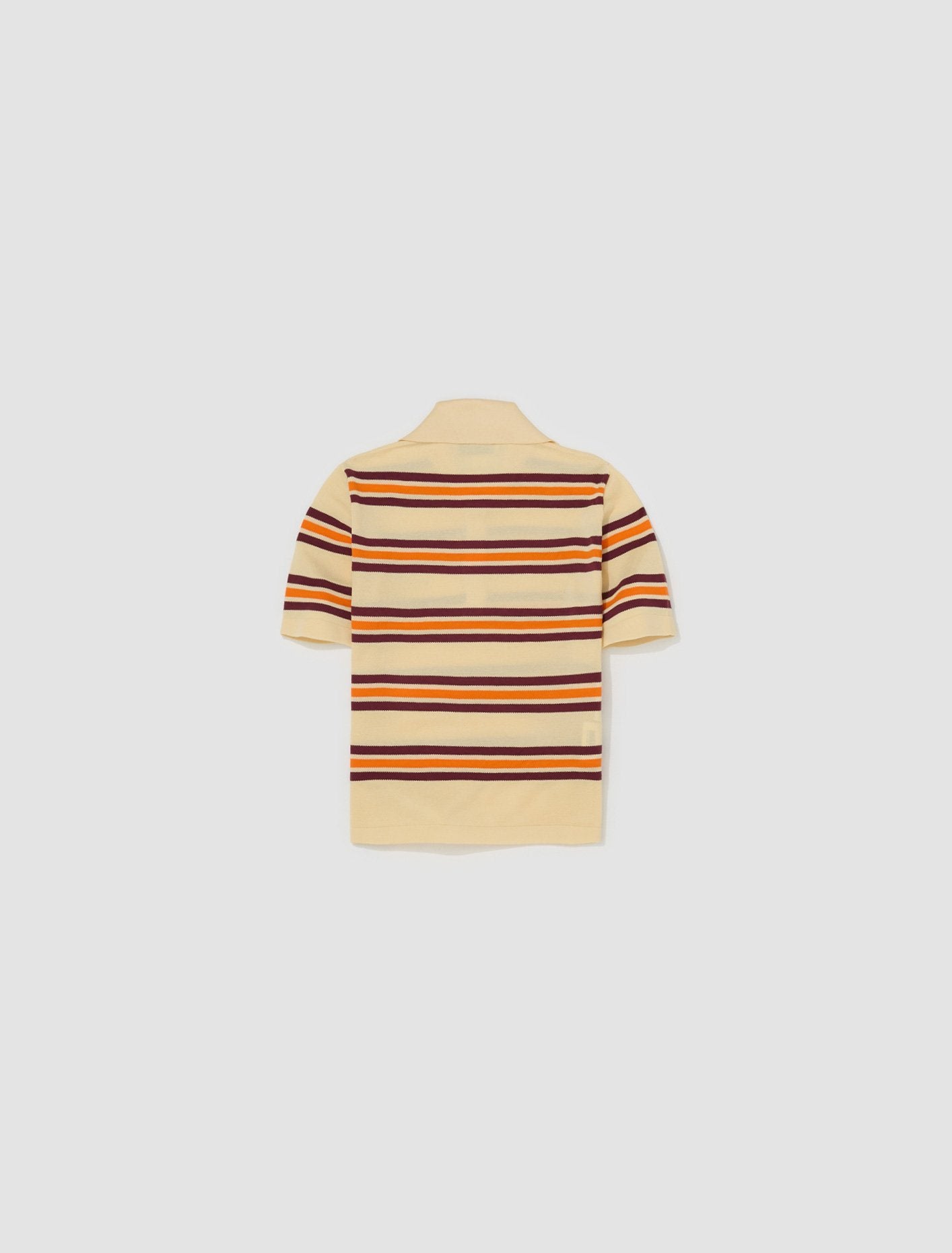 Striped Silk-Cotton Polo Shirt in Cream