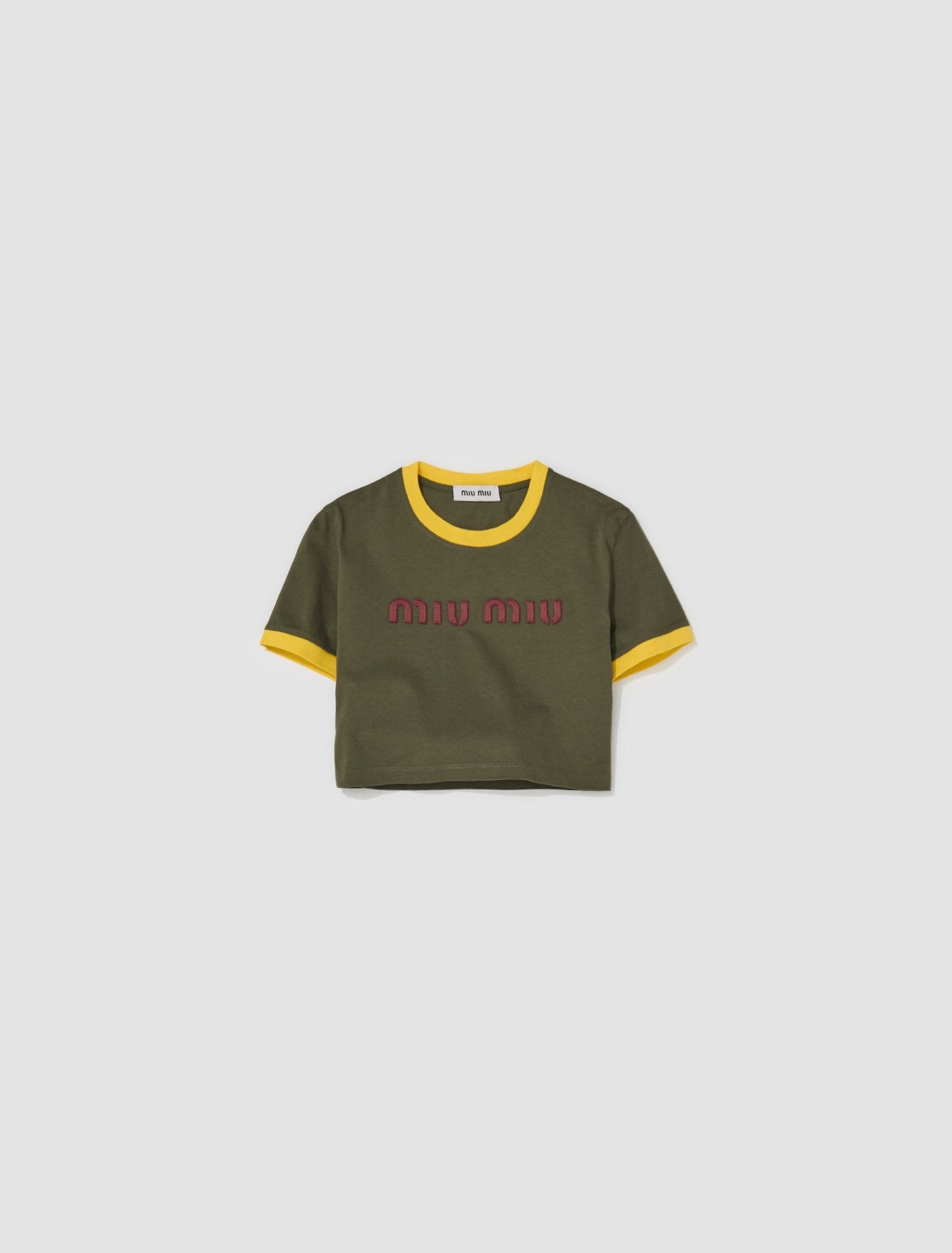 Cropped Logo T-Shirt in Military & Yellow