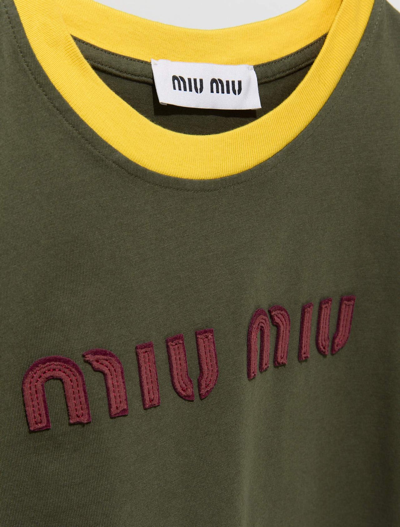 Cropped Logo T-Shirt in Military & Yellow