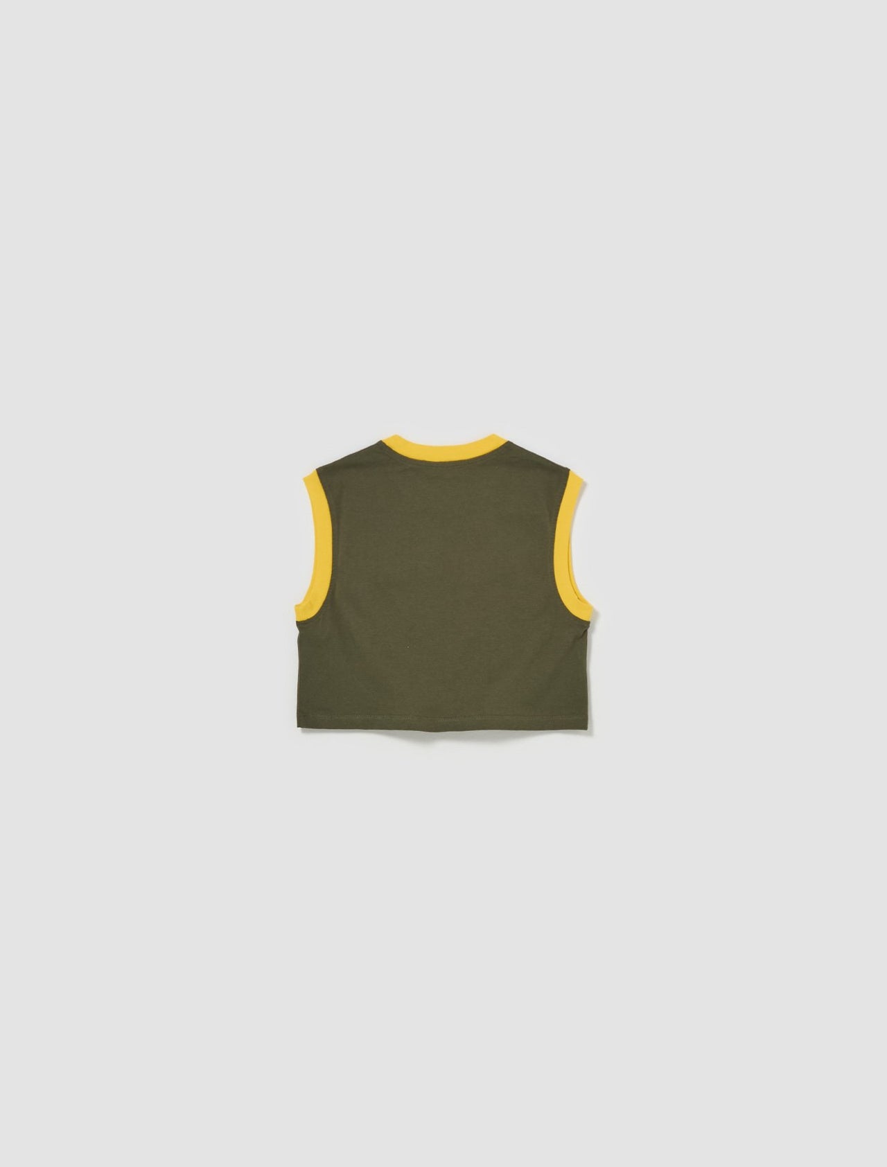 Cropped Logo Tank Top in Military & Yellow