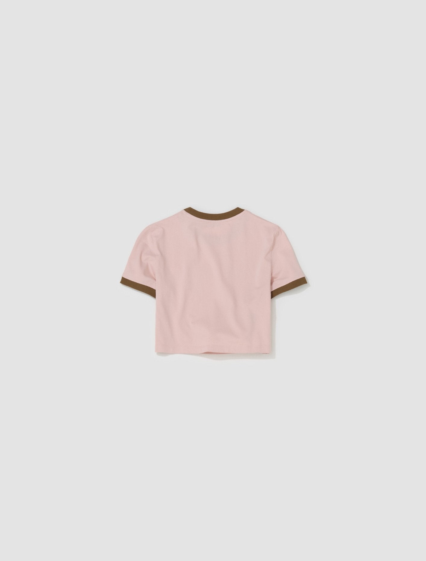 Cropped Logo T-Shirt in Pink & Khaki