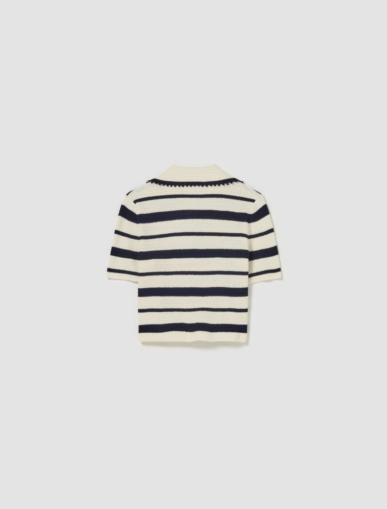 Cotton Knit Polo Shirt in White & Navy