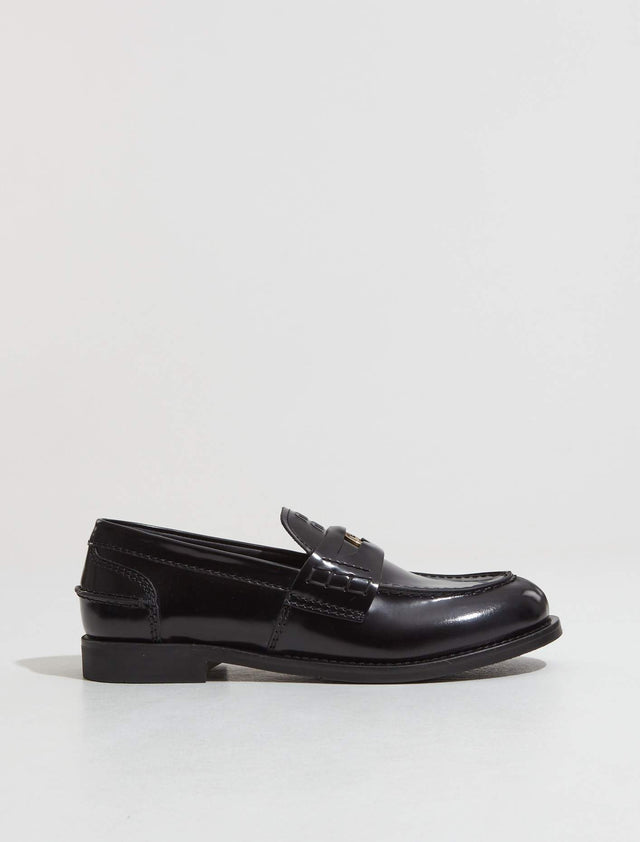 Leather Penny Loafers in Black