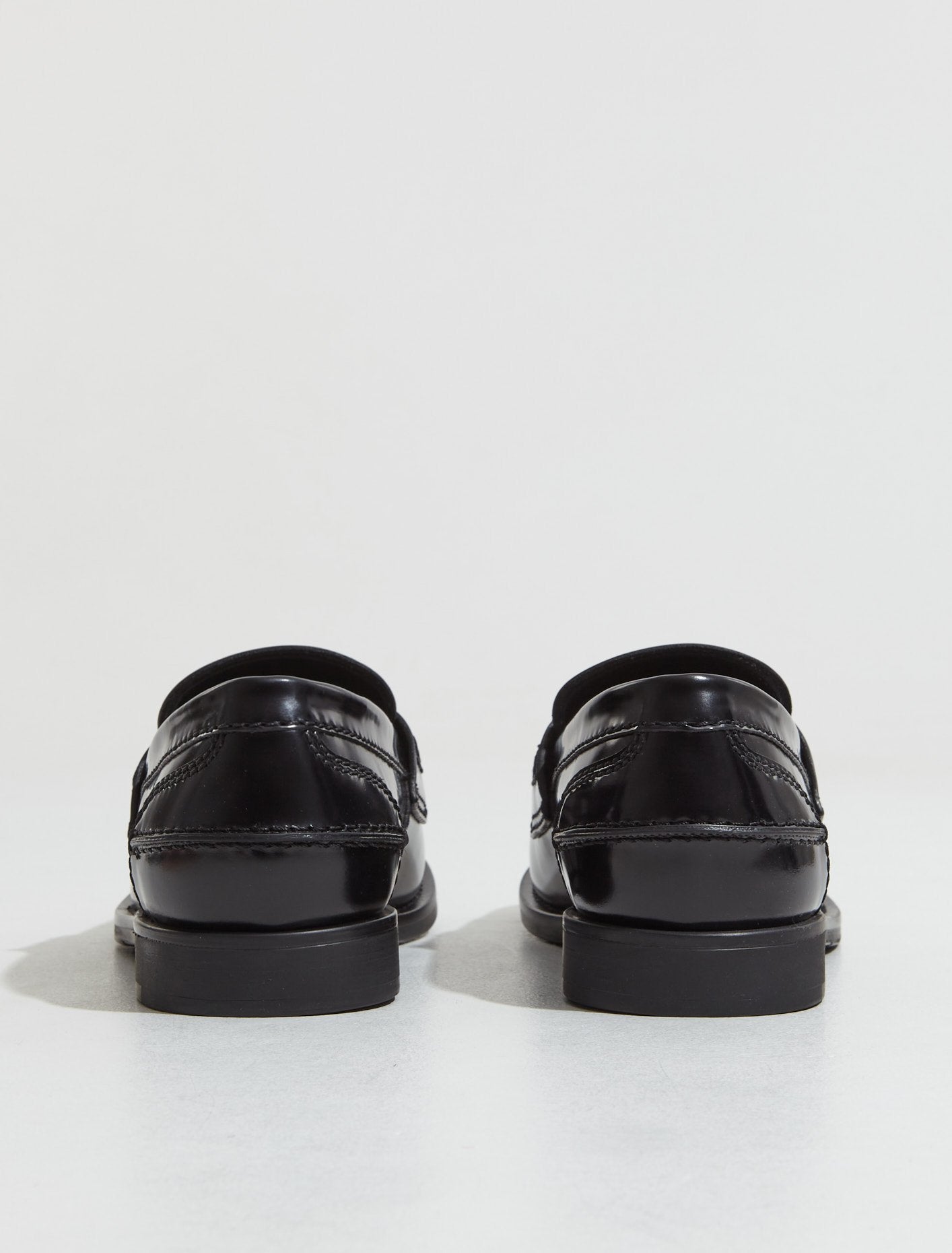 Leather Penny Loafers in Black