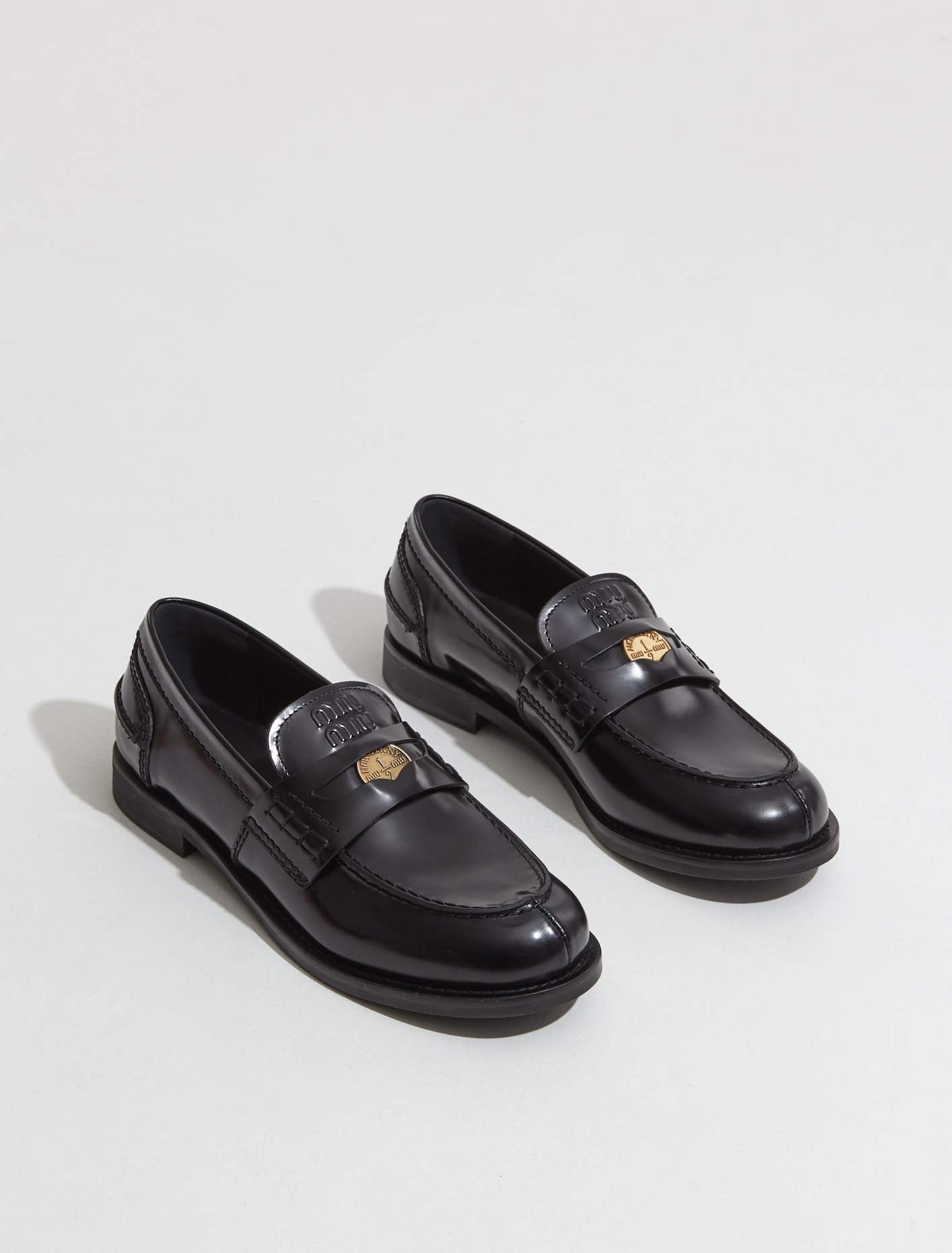 Leather Penny Loafers in Black